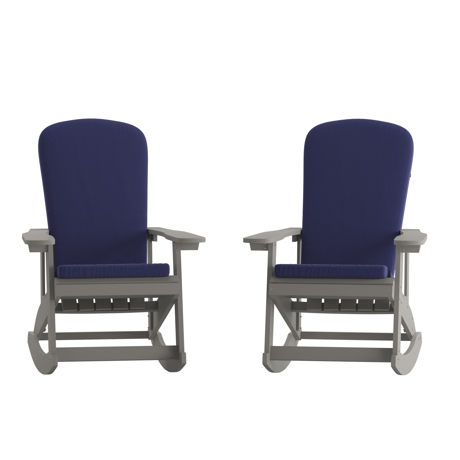 Flash Furniture Savannah All-Weather Adirondack Rocking Chairs with Cushions, Blue/Gray, Set Of 2 Chairs - Image 4