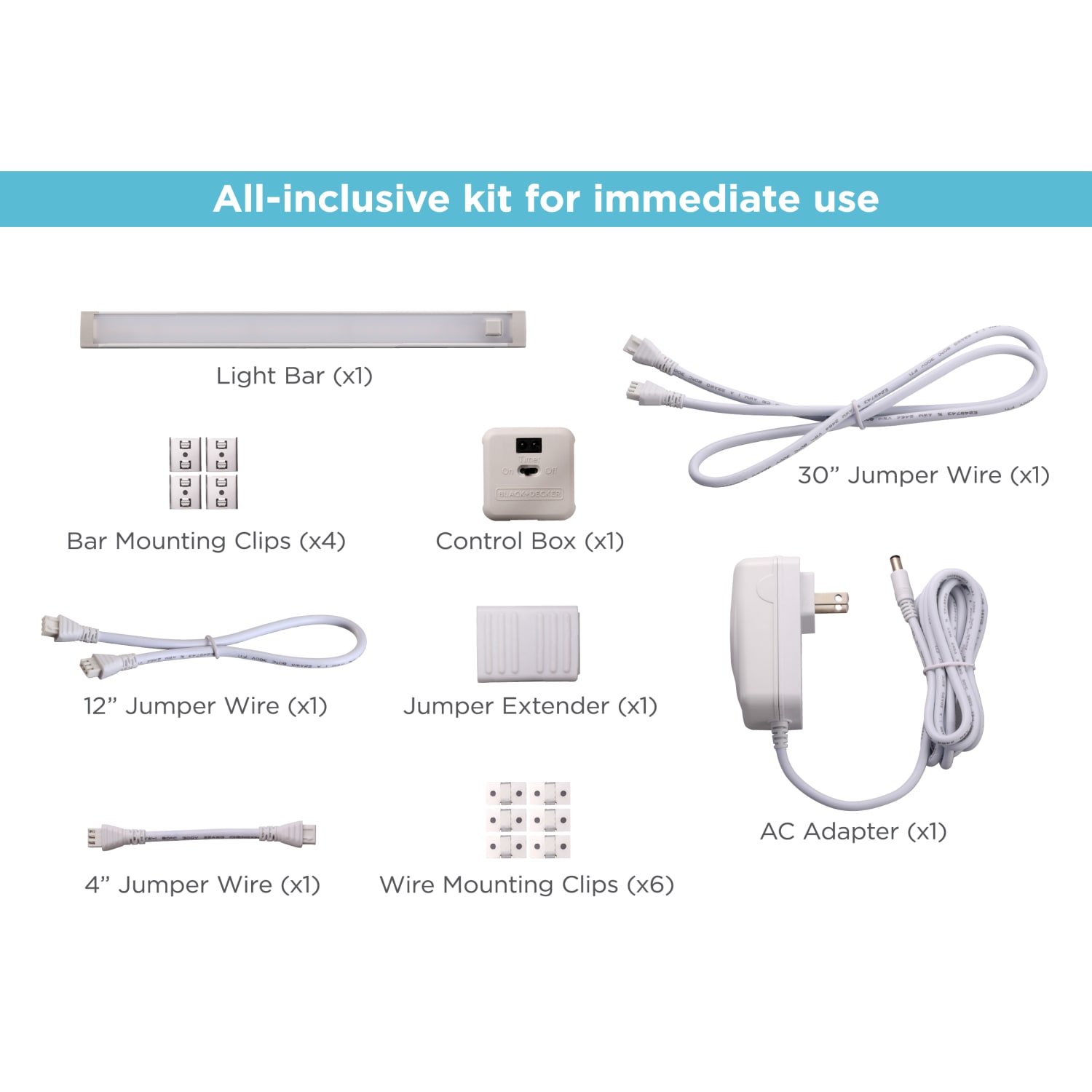 BLACK+DECKER Under Cabinet LED Lighting Kit, 9in Bar, Cool White - Image 5