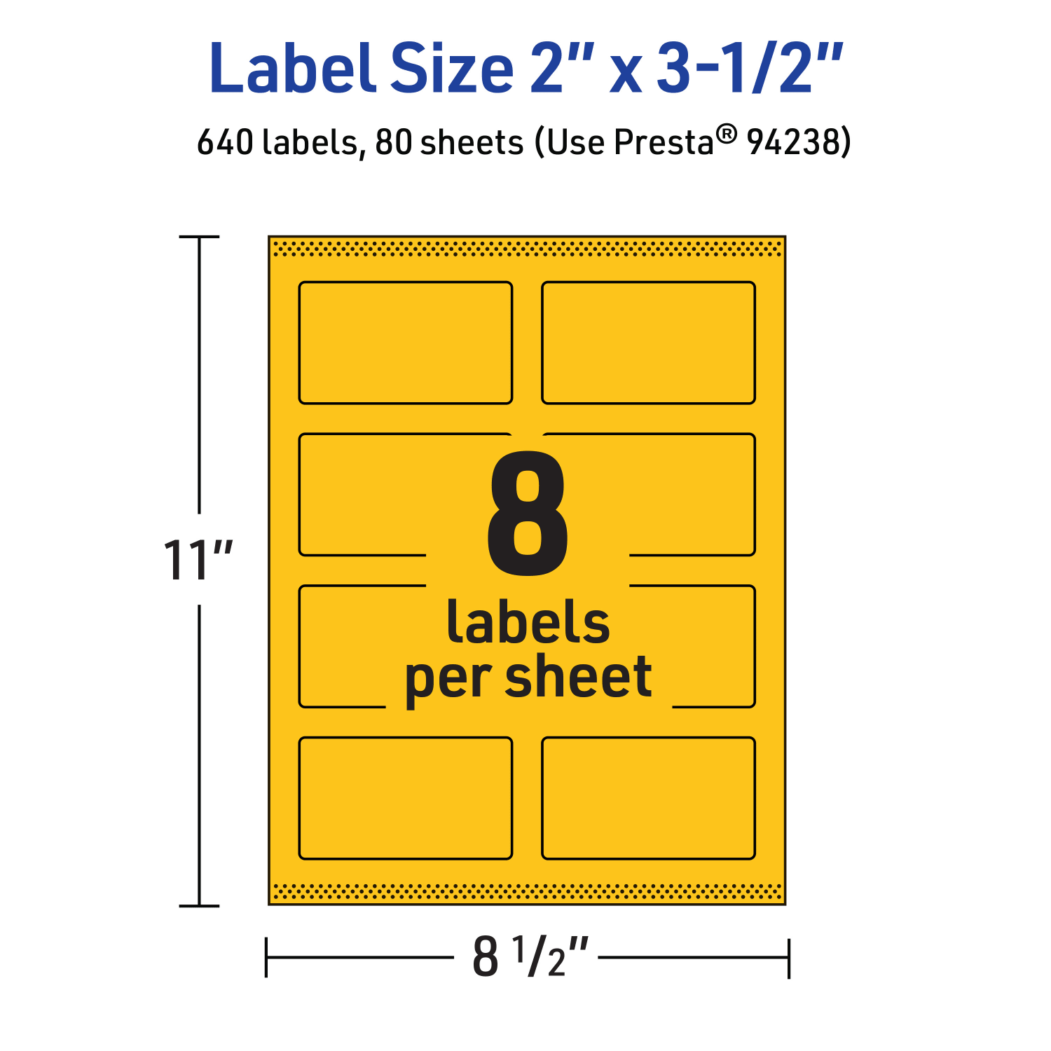 Avery Print-To-The-Edge Labels With Sure Feed Technology And Easy Peel, 94238-BYP80, Rectangle, 2in x 3-1/2in, Matte Bright Yellow, Pack of 640 - Image 6