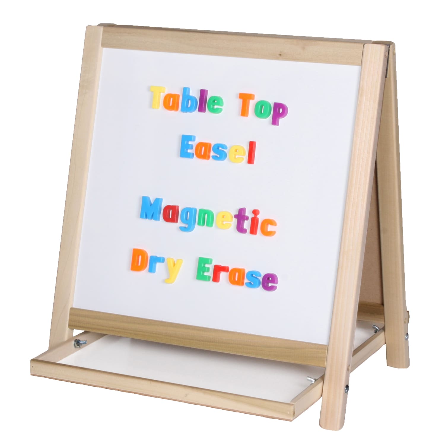 Flipside Magnetic Dry-Erase Whiteboard/Chalk Table Top Easel, 20 1/4in x 18 1/4in, Wood Frame With Brown Finish - Image 4