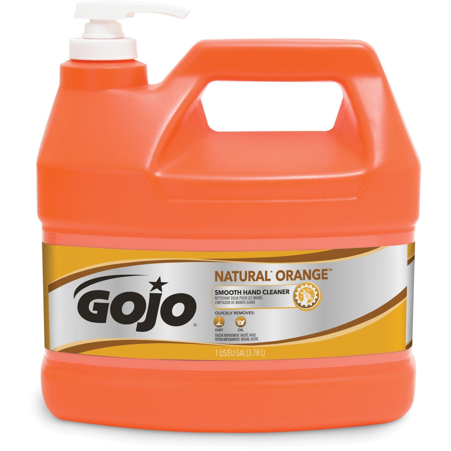 Gojo Natural Orange Smooth Hand Cleaner - Citrus Scent - 1 gal (3.8 L) - Pump Bottle Dispenser - Soil Remover, Dirt Remover, Grease Remover - Image 3