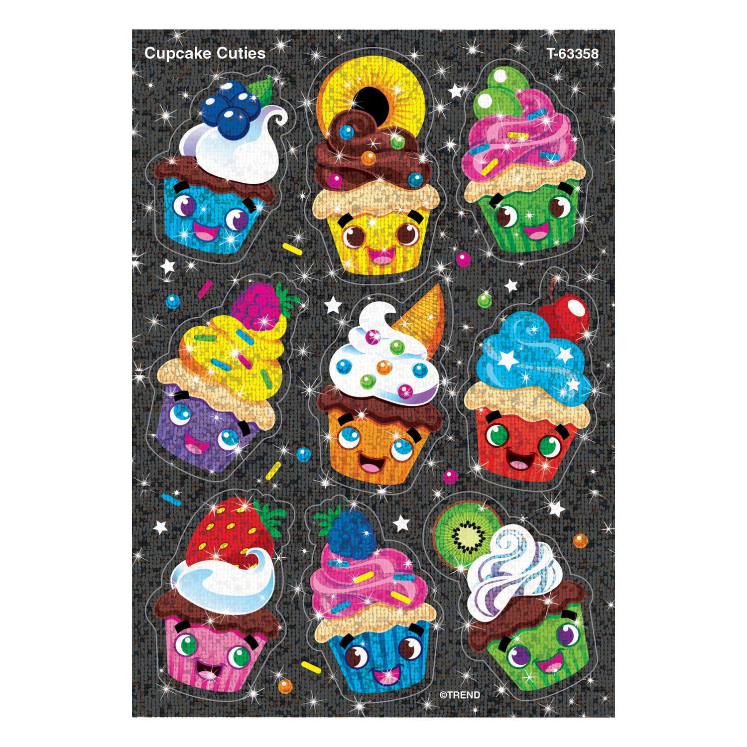 Trend Sparkle Stickers, Cupcake Cuties, 18 Stickers Per Pack, Set Of 6 Packs - Image 3