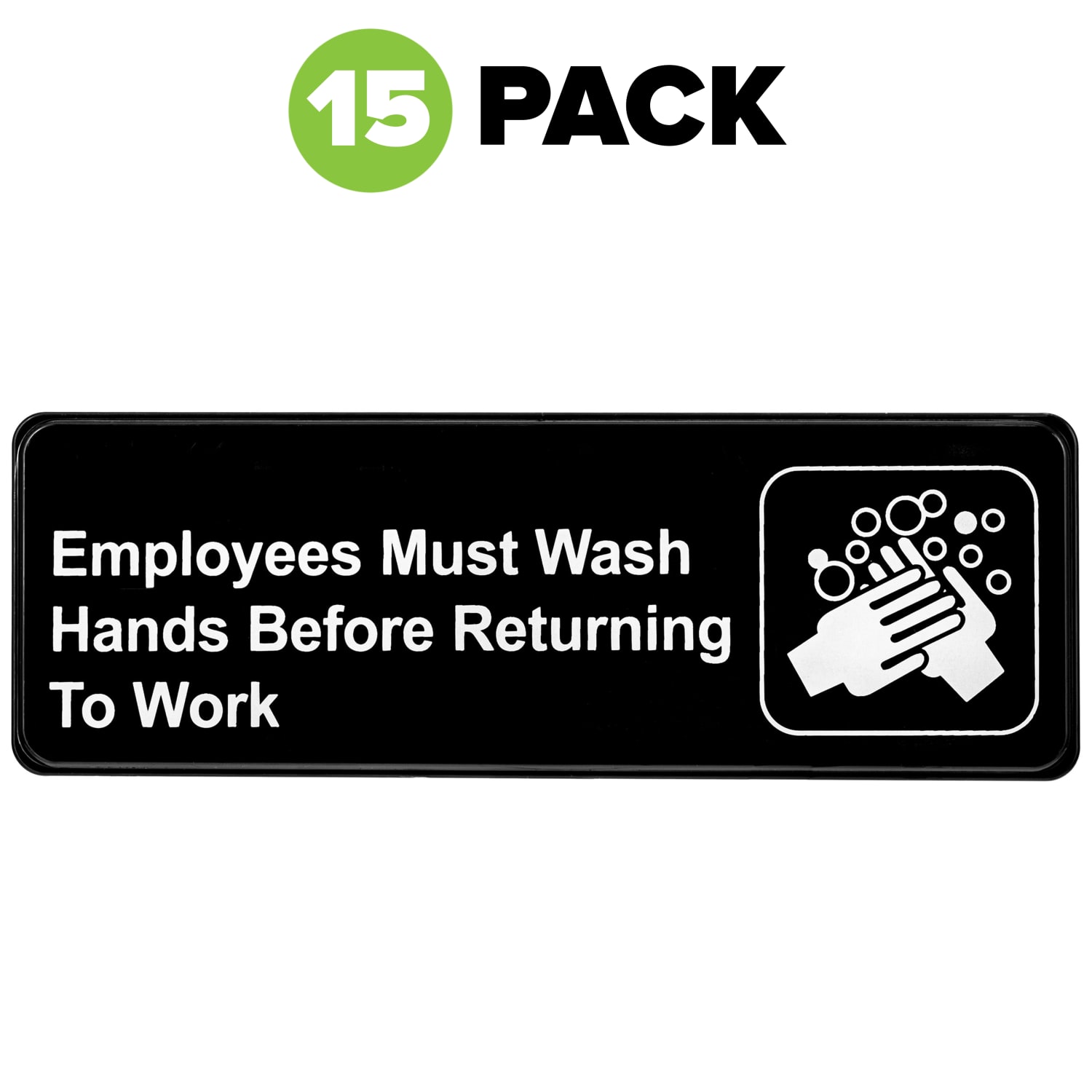 Alpine Employees Must Wash Hands Before Returning to Work Signs, 3in x 9in, Black/White, Pack Of 15 Signs - Image 3