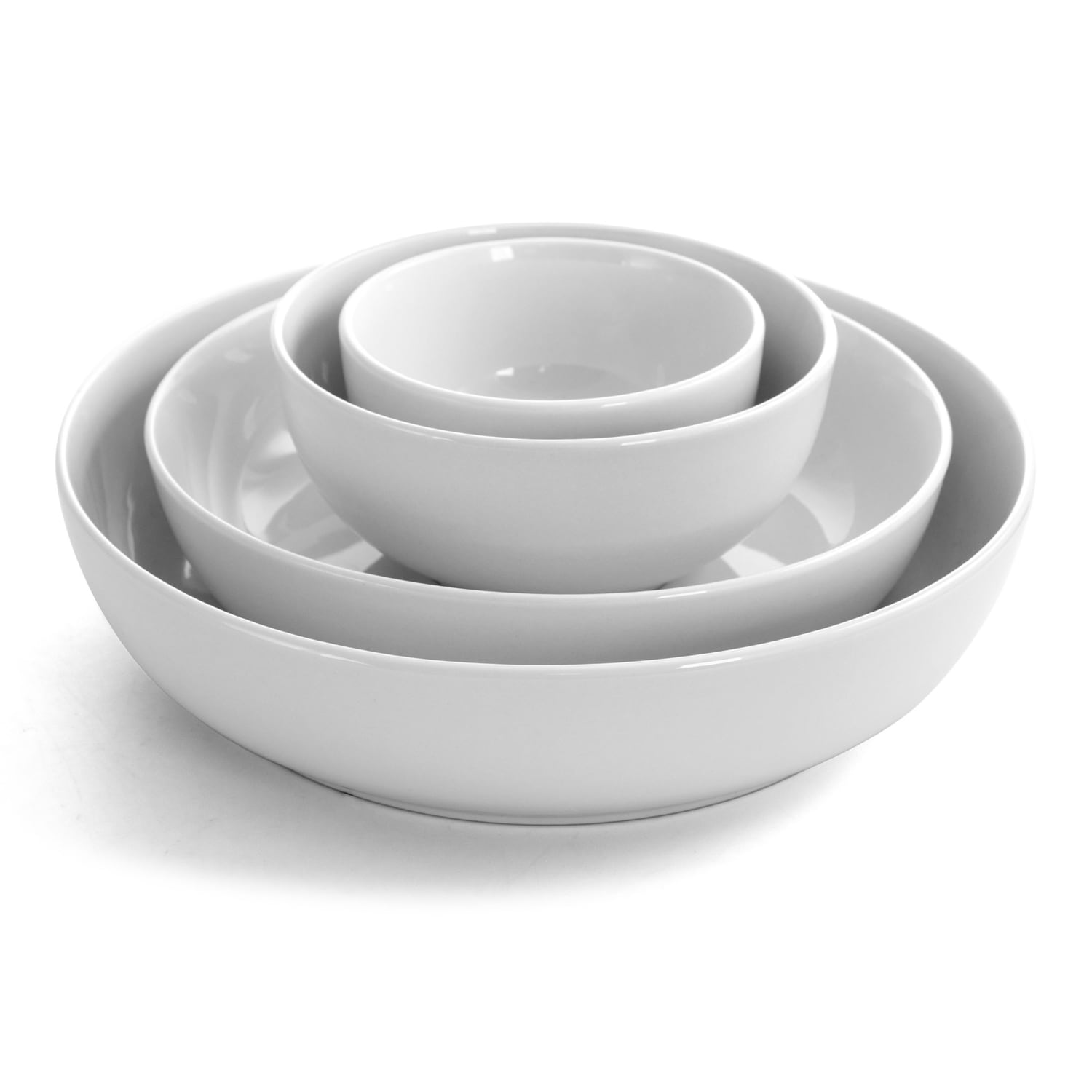 Gibson 14-Piece Round Ceramic Bowl Set, White - Image 3