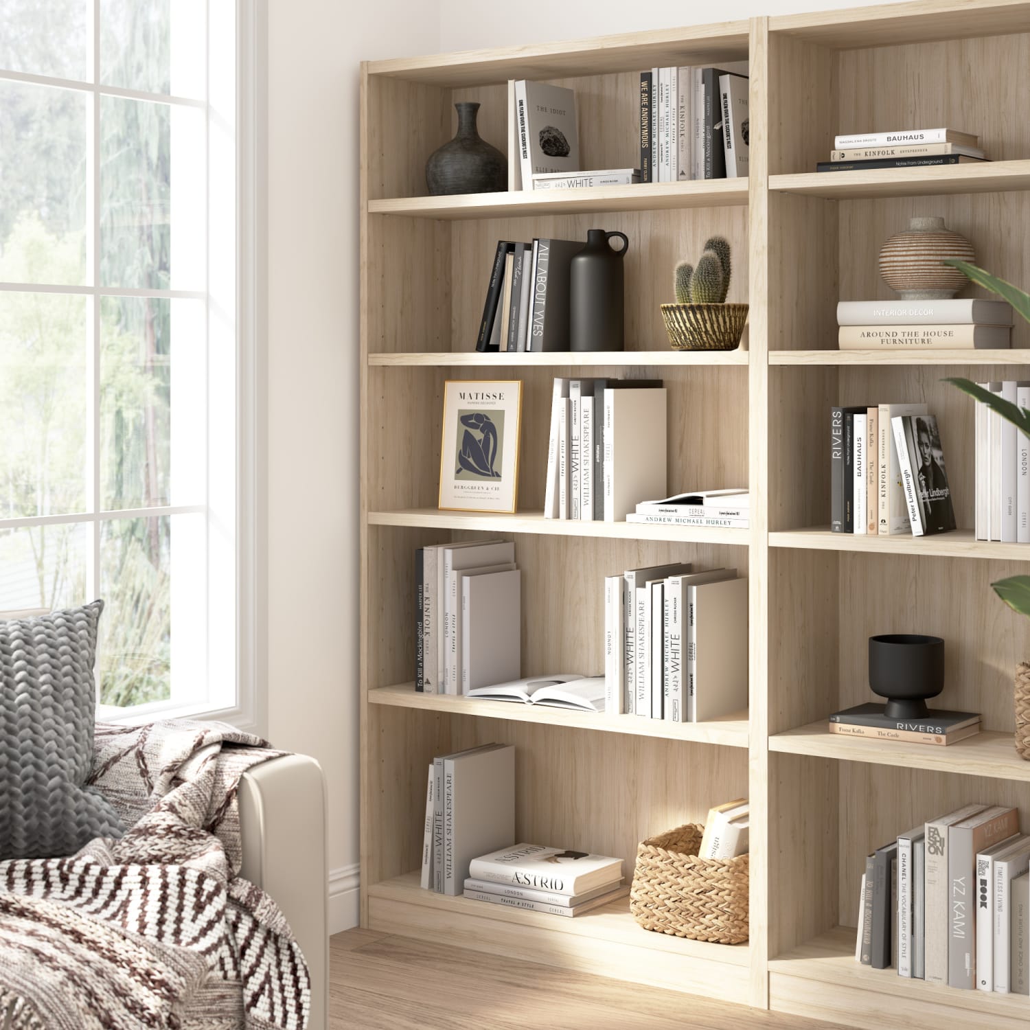 Bush Furniture 72inH Universal Tall 5 Shelf Bookcase, Natural Elm, Standard Delivery - Image 3