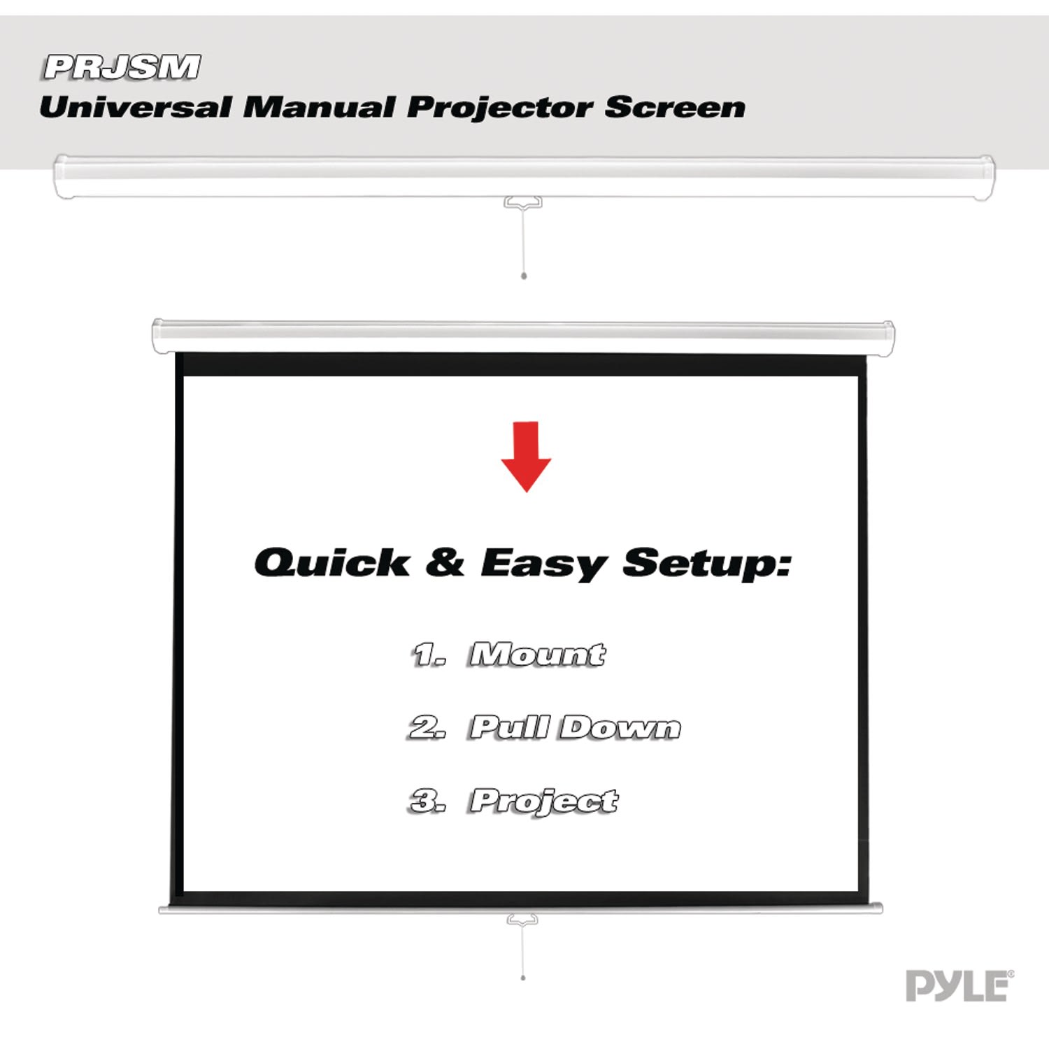 Pyle Pro Manual Ceiling Mount Projection Screen, 59-13/16in x 79-15/16in, PYLPRJSM1006 - Image 3