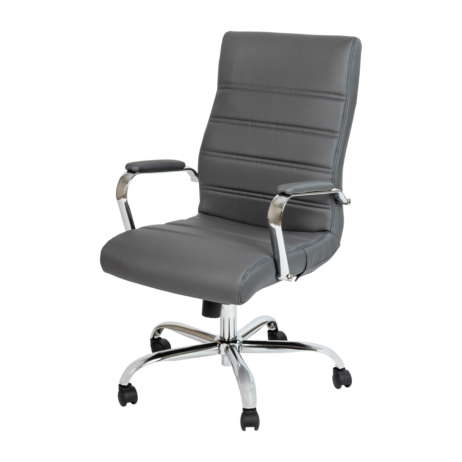Flash Furniture LeatherSoft Faux Leather High-Back Office Chair, Gray/Chrome - Image 3