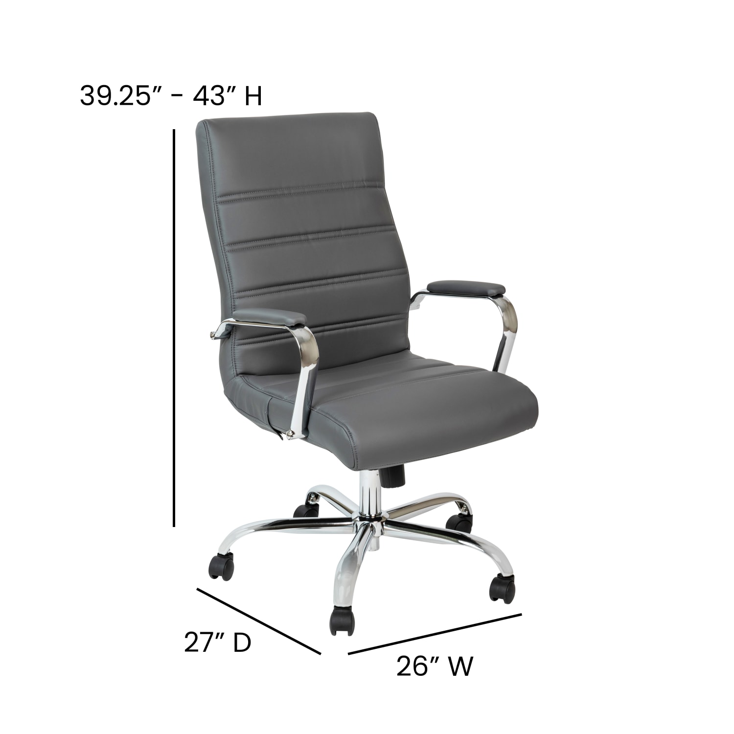 Flash Furniture LeatherSoft Faux Leather High-Back Office Chair, Gray/Chrome - Image 8