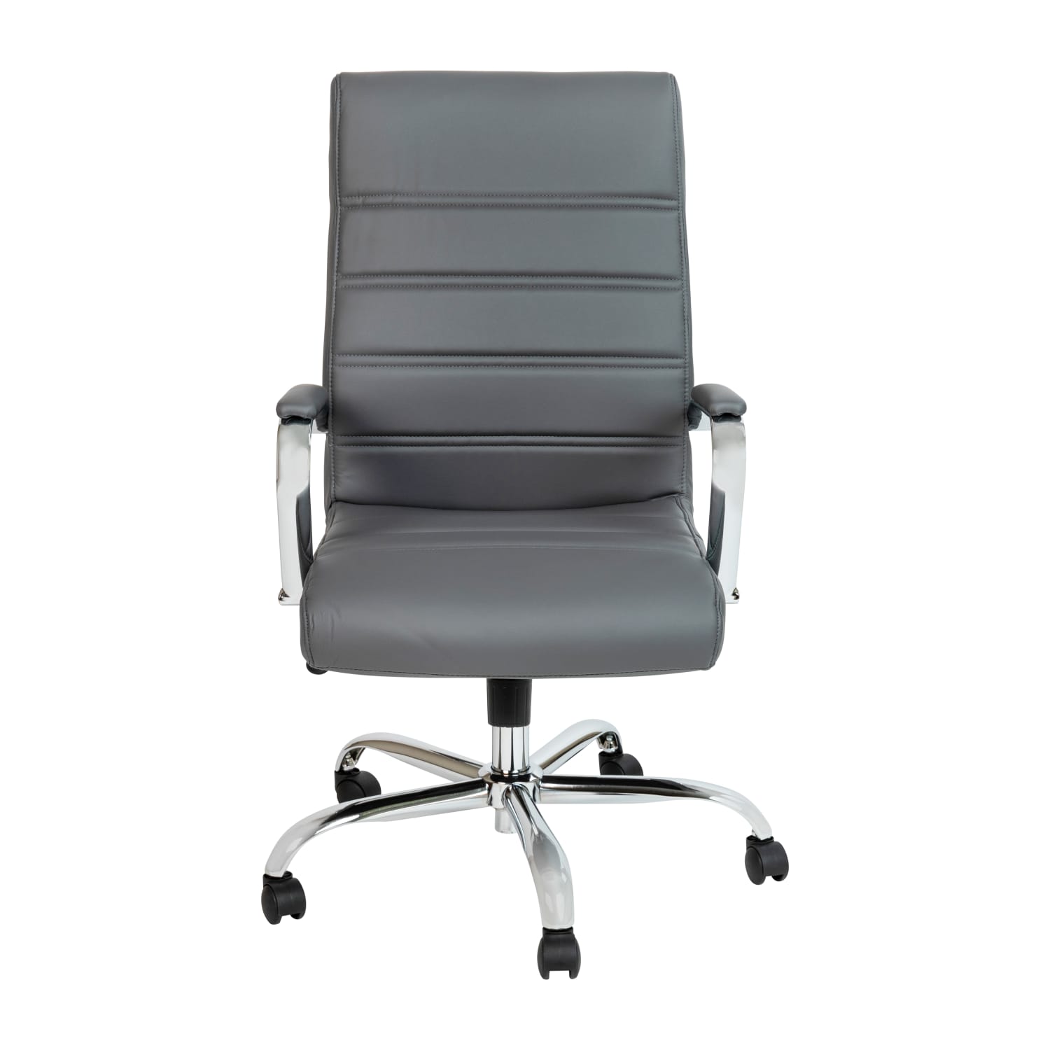 Flash Furniture LeatherSoft Faux Leather High-Back Office Chair, Gray/Chrome - Image 12