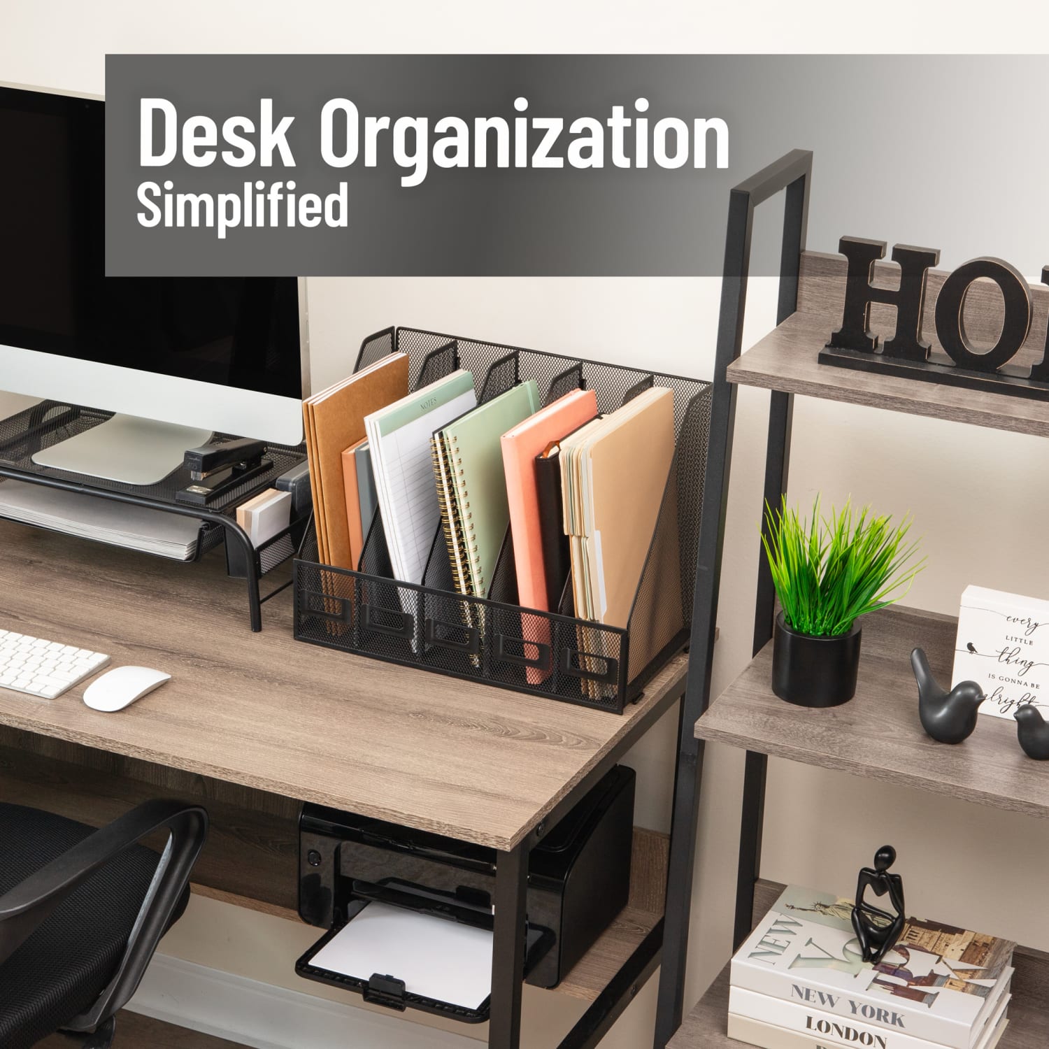 Mind Reader 5-Compartment Vertical File Organizer, 12-1/4inH x 9-3/4inW x 16-1/4inD, Black, Total Qty 1 - Image 3