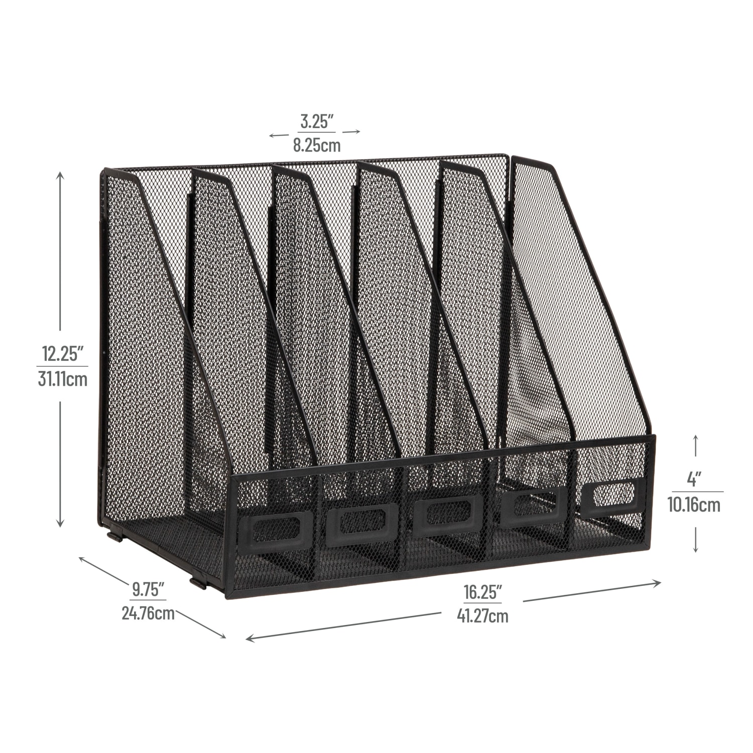 Mind Reader 5-Compartment Vertical File Organizer, 12-1/4inH x 9-3/4inW x 16-1/4inD, Black, Total Qty 1 - Image 4