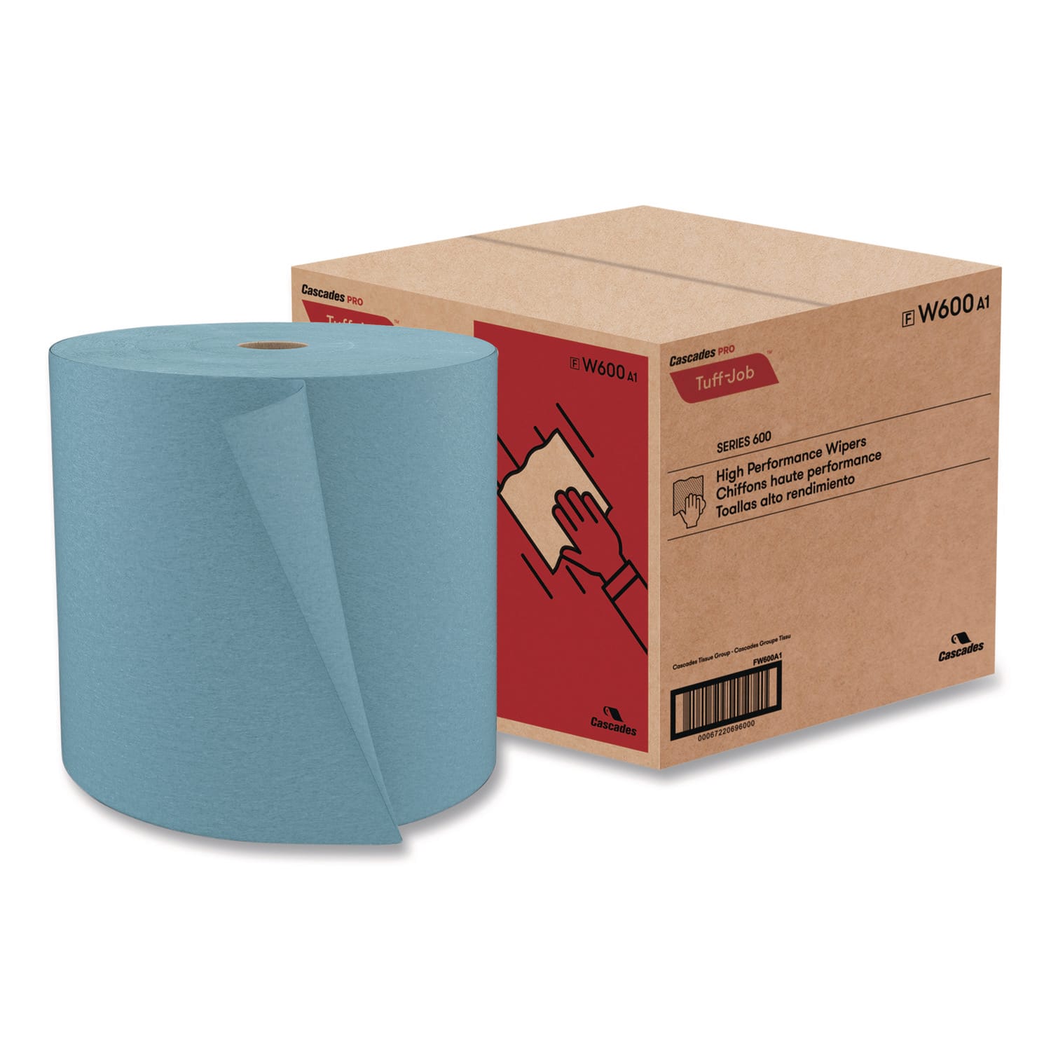 Cascades PRO Tuff-Job Spunlace Towels, Blue, Jumbo Roll, 12 x 13, 955/Roll