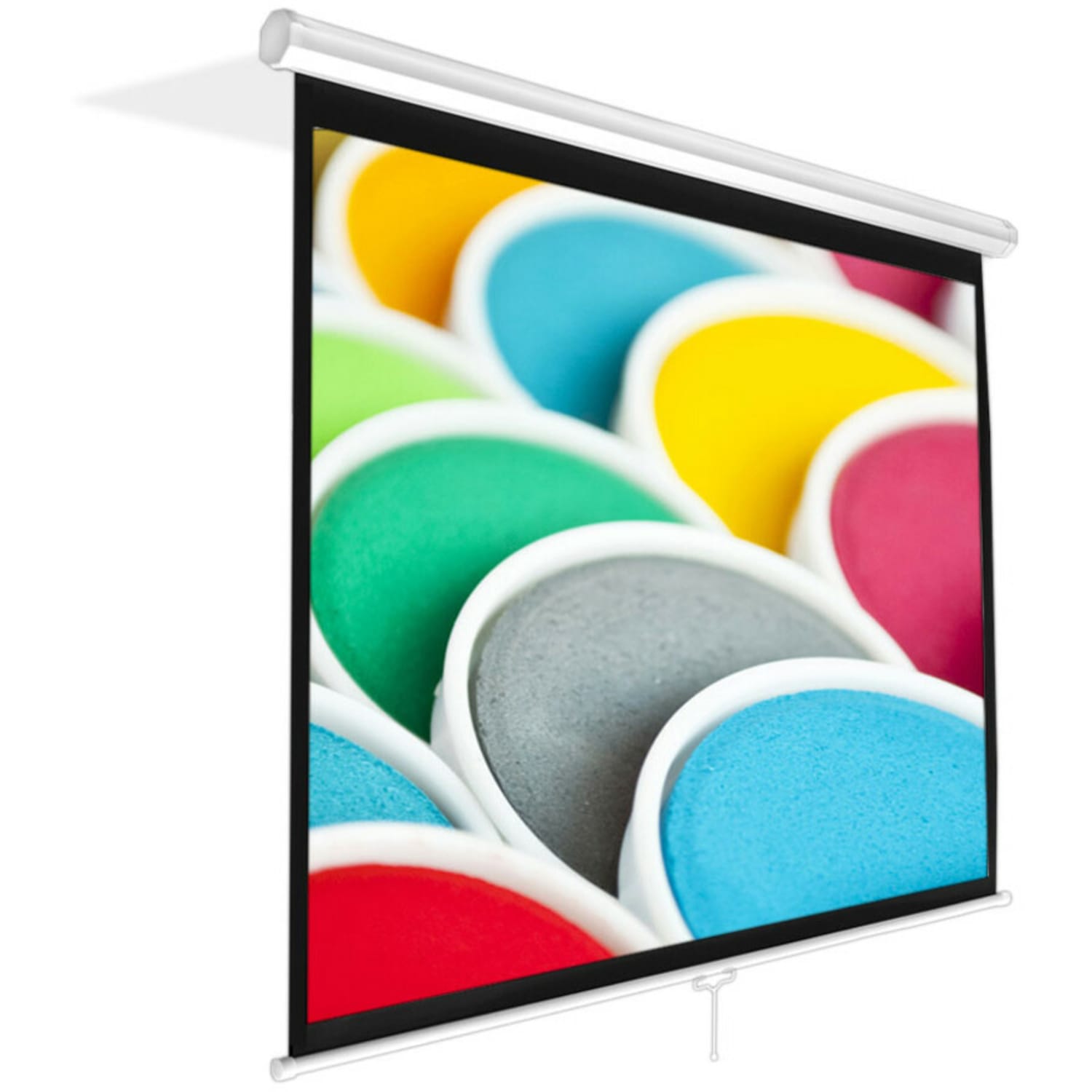 PyleHome PRJSM9406 84in Manual Projection Screen - Front Projection - Matte White - 50.3in Height x 67.3in Width - Ceiling Mount, Wall Mount