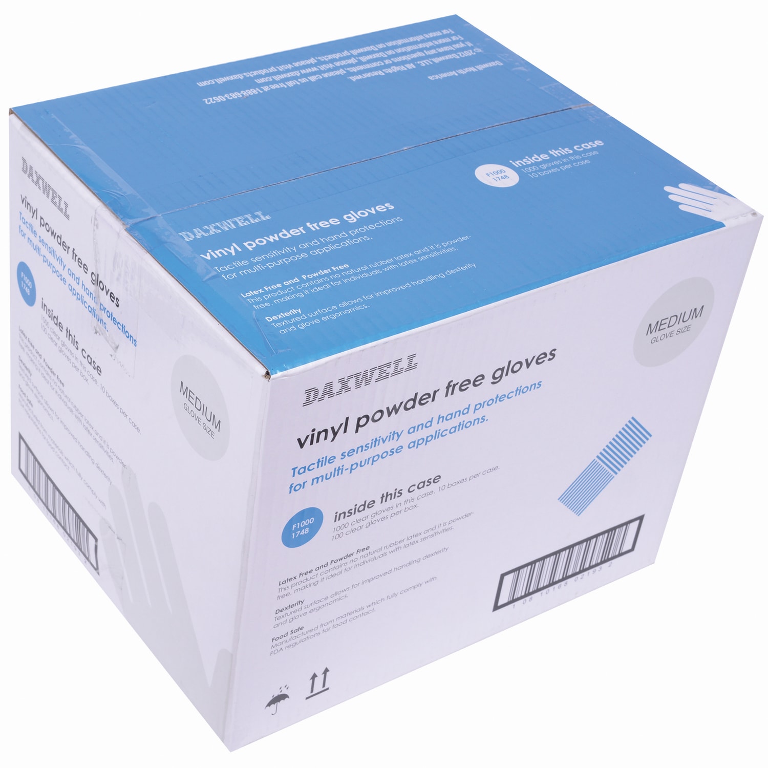 Daxwell Vinyl Gloves, Medium, Clear, 100 Gloves Per Pack, Box Of 10 Packs - Image 3