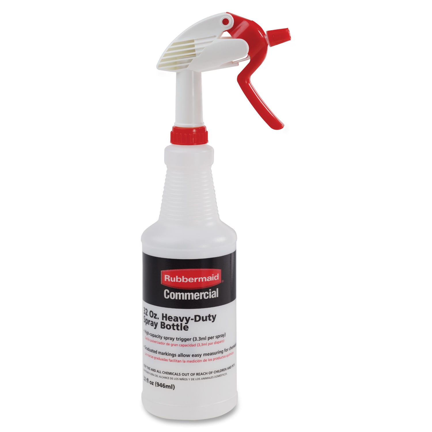 Rubbermaid Commercial 32-oz Trigger Spray Bottle, Suitable For Cleaning, Heavy Duty, 9.6inH x 3.4inW, Clear, 6 / Carton - Image 3
