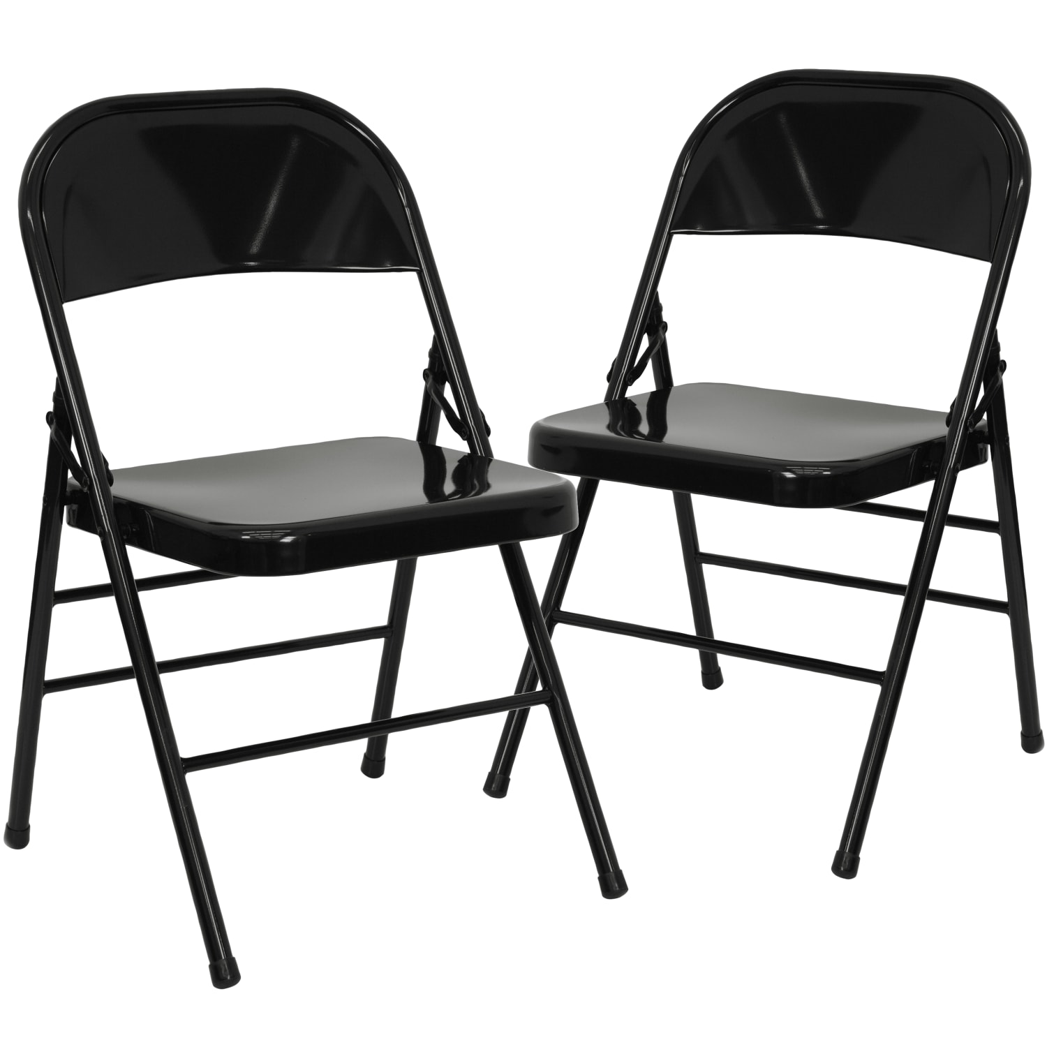 Flash Furniture HERCULES Series Triple-Braced & Double-Hinged Metal Folding Chairs, Black, Pack Of 2 Chairs - Image 4