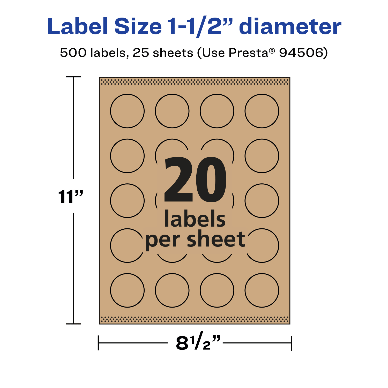 Avery Kraft Permanent Labels With Sure Feed, 94506-KMP25, Round, 1-1/2in Diameter, Brown, Pack Of 500 - Image 6