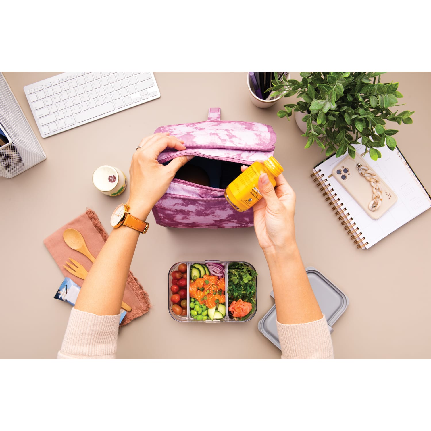 PackIt Freezable Lunch Bag, 10inH x 8-1/2inW x 2-1/4inD, Mulberry Tie Dye - Image 6
