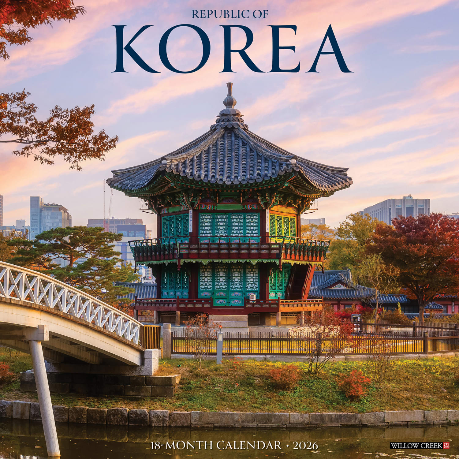 2026 Willow Creek Press Scenic Monthly Wall Calendar, 12in x 12in, Korea (Republic of), January To December, 55908