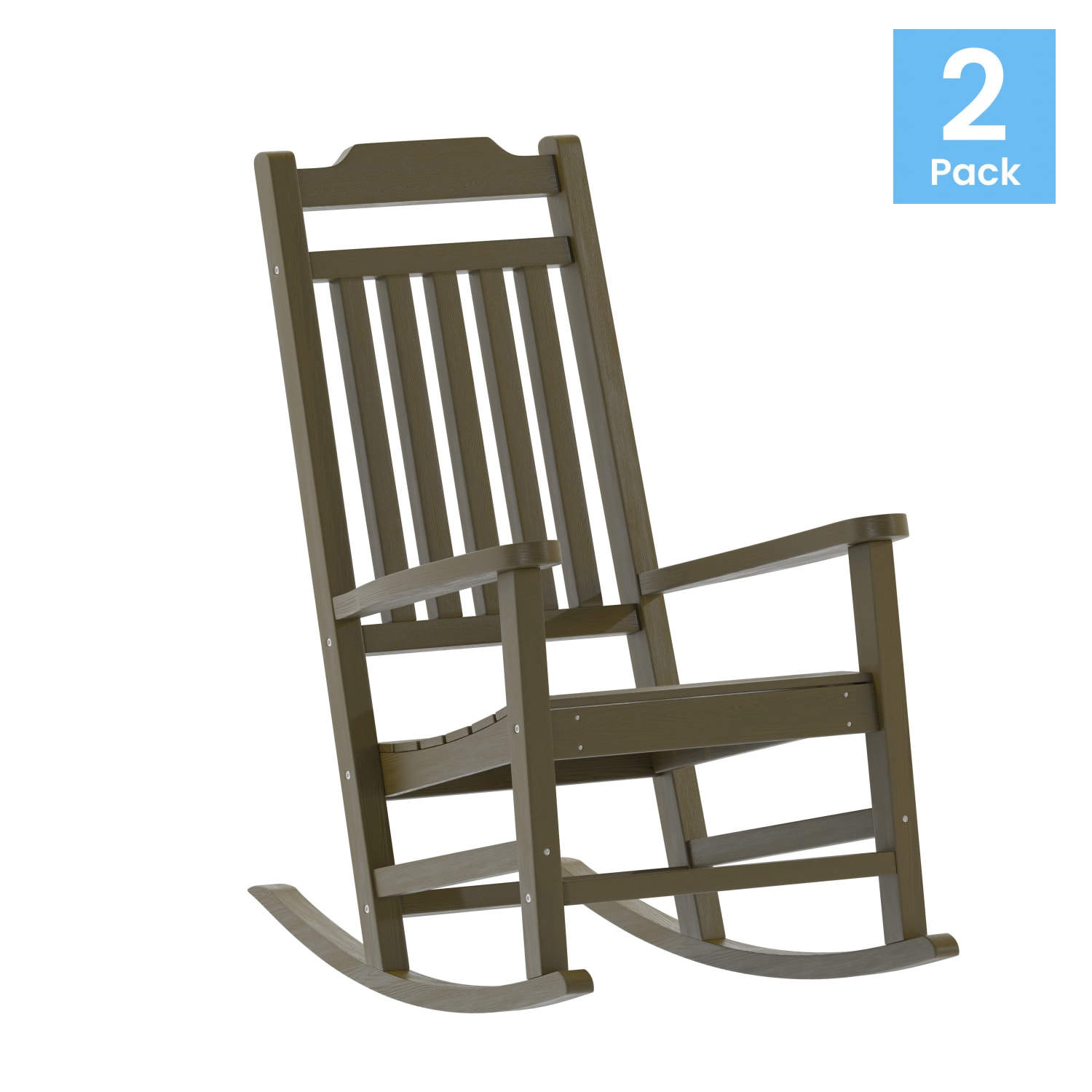 Flash Furniture Winston All-Weather Rocking Chairs, Mahogany, Set Of 2 Chairs - Image 3