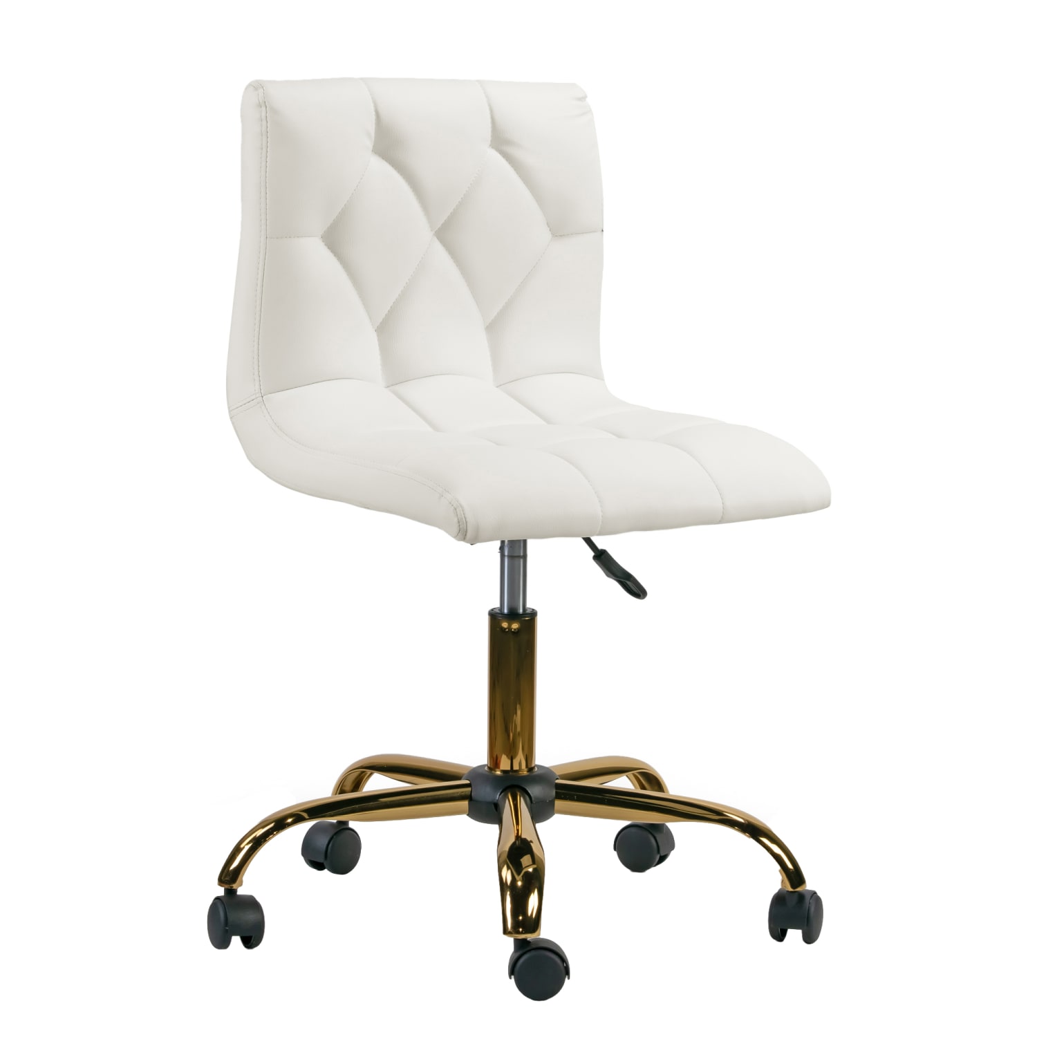 Glamour Home Aman Ergonomic Tufted Faux Leather Mid Back Office Task Chair White PopularChairscom