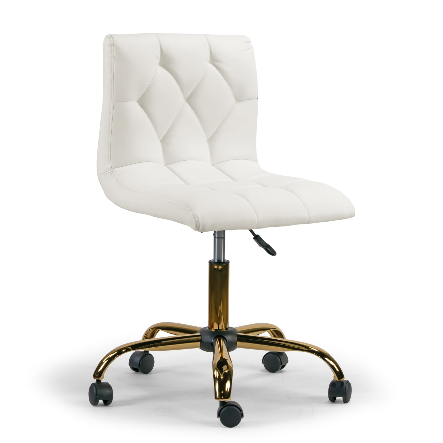 Glamour Home Aman Ergonomic Tufted Faux Leather Mid Back Office Task Chair White PopularChairscom