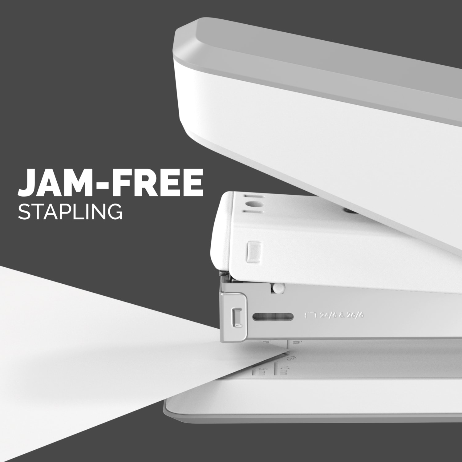 Fellowes LX850 Full-Strip EasyPress Desktop Stapler with Anti-Microbial Technology, 25-sheet Capacity, White - Image 4