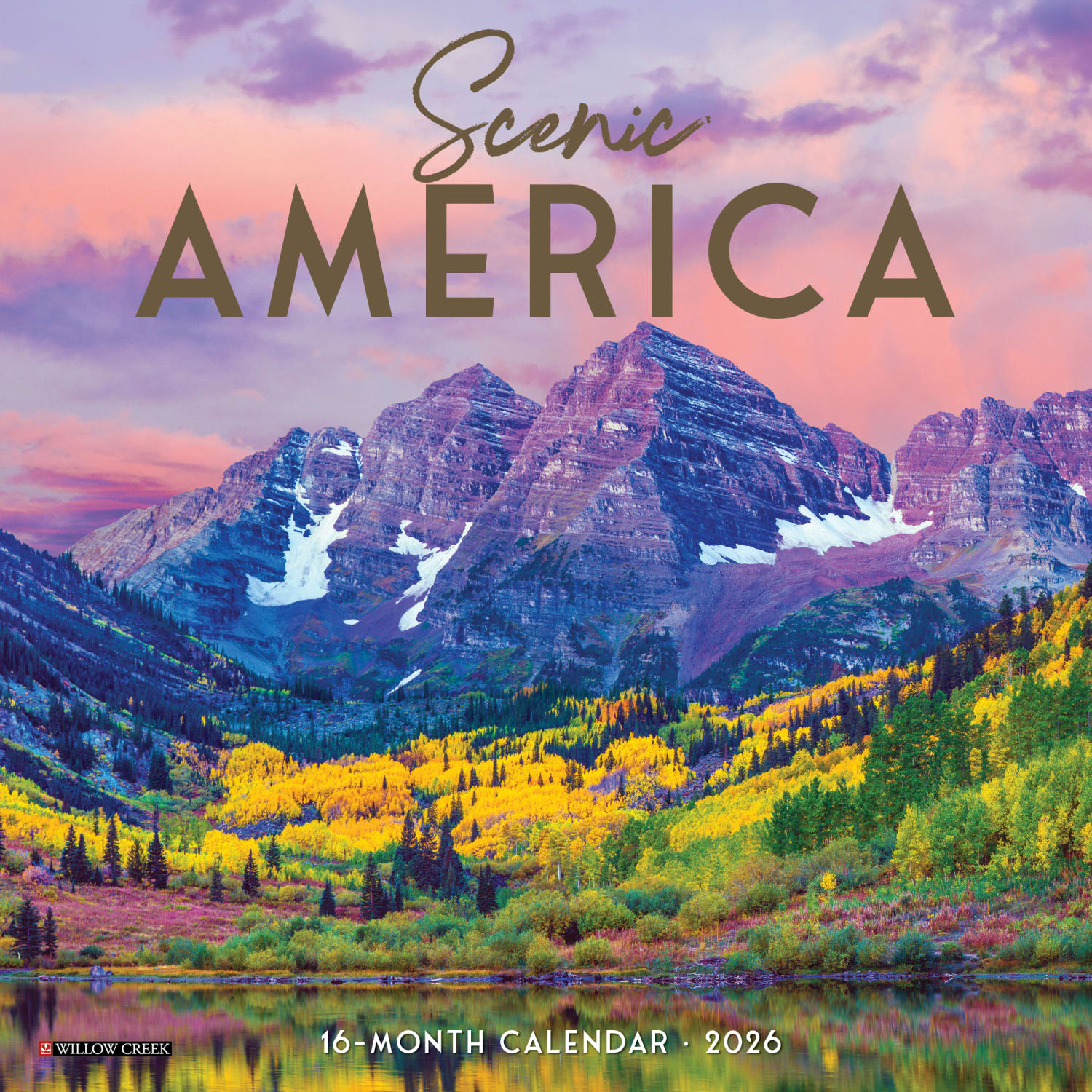 2026 Willow Creek Press Monthly Mini Wall Calendar, 7in x 7in, Scenic America, January To December, 53744