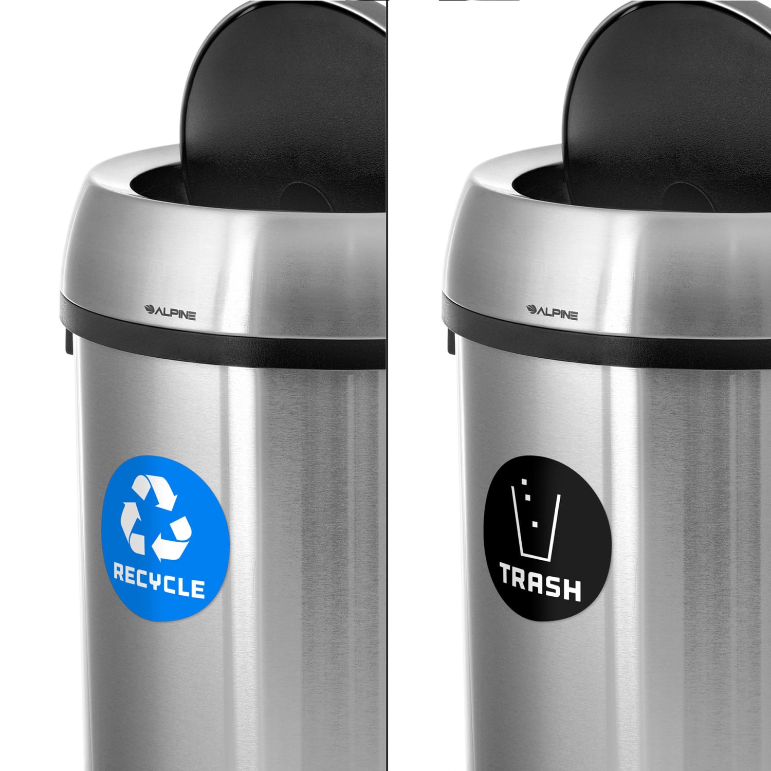 Alpine Industries Stainless Steel Indoor Recycling Receptacle And Trash Compost With Swivel Lid, 17 Gallons, Silver - Image 3