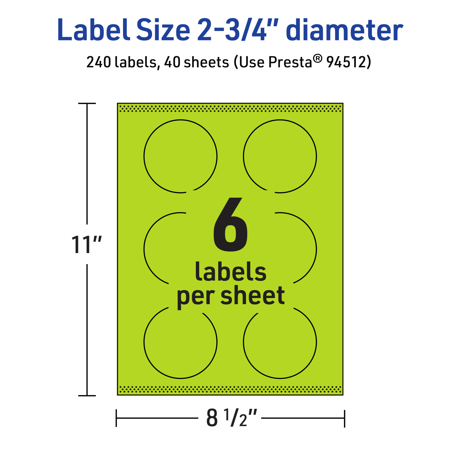 Avery Print-To-The-Edge Labels With Sure Feed Technology And Easy Peel Label Feature, 94512-BGP40, Round, 2-3/4in, Matte Bright Green, Pack of 240 - Image 6