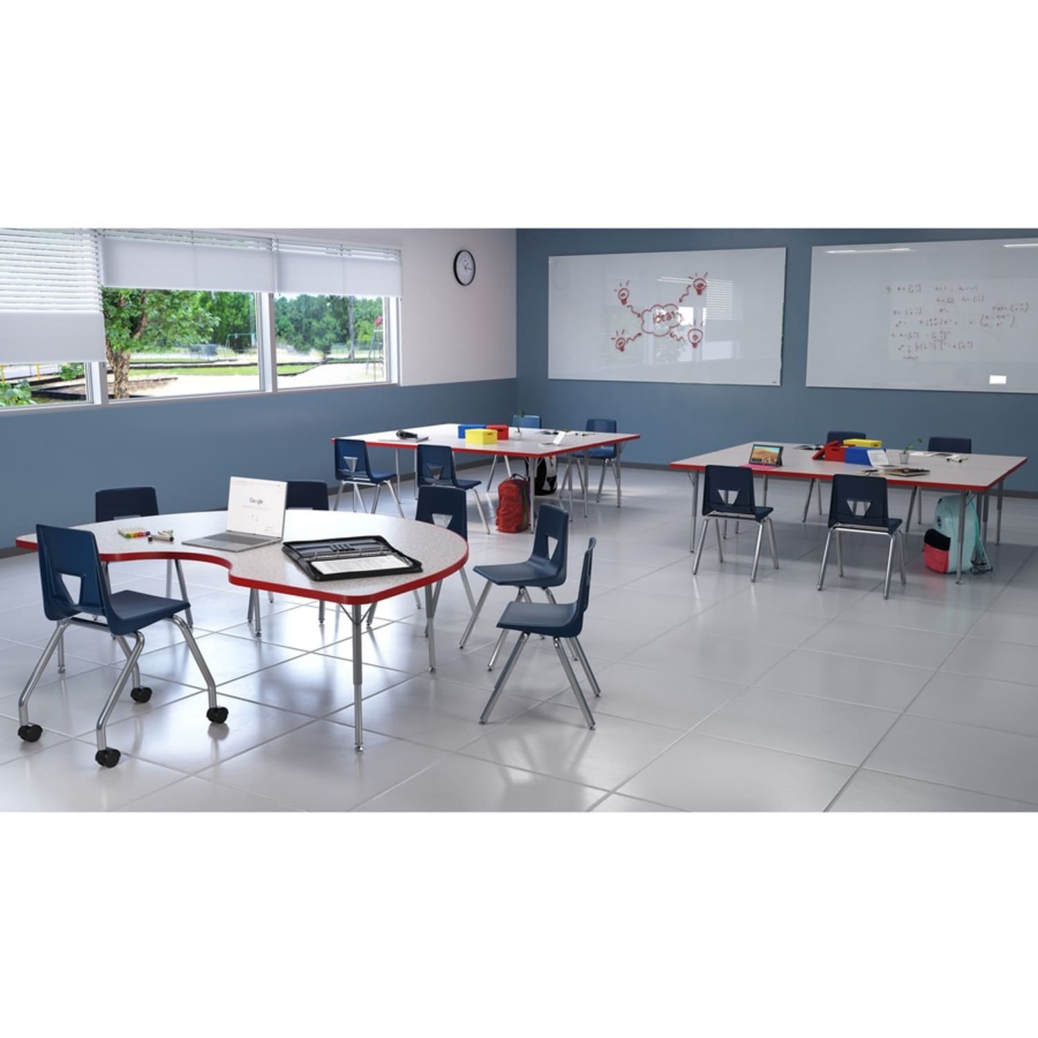 Lorell Classroom Adjustable Activity Table Legs, Low-Height, Chrome/Silver Mist, Set Of 4 - Image 6
