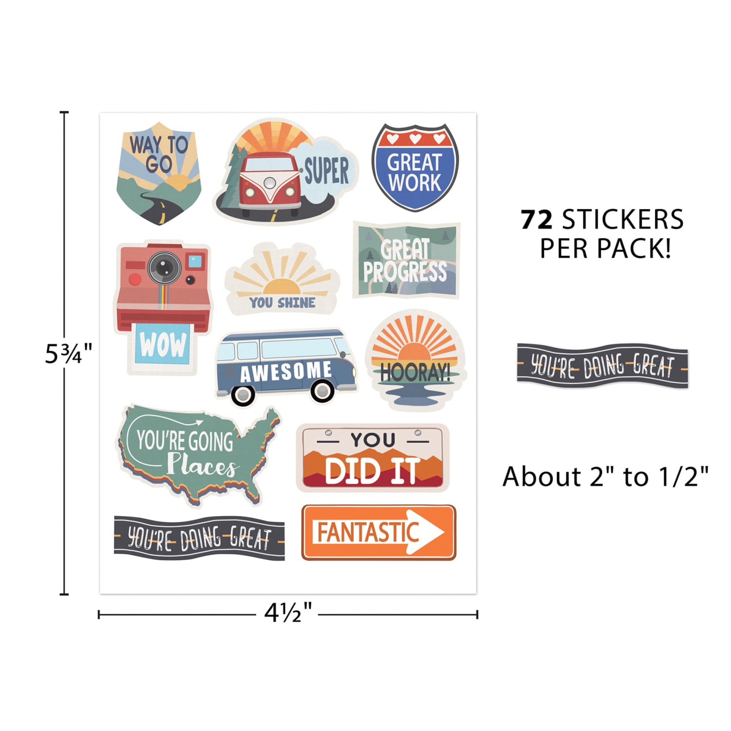 Teacher Created Resources Moving Mountains Road Trip Stickers, 72 Per Pack, 12 Packs - Image 4