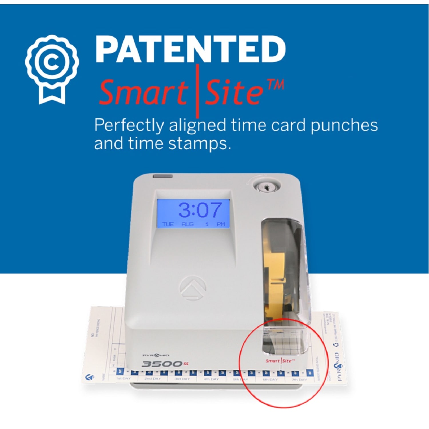 Pyramid Time Systems 3500ss Employment Time Clock & Document Stamp, Unlimited Employees, 5-1/2inH x 6-1/2inW x 6-1/2inD, Gray - Image 4