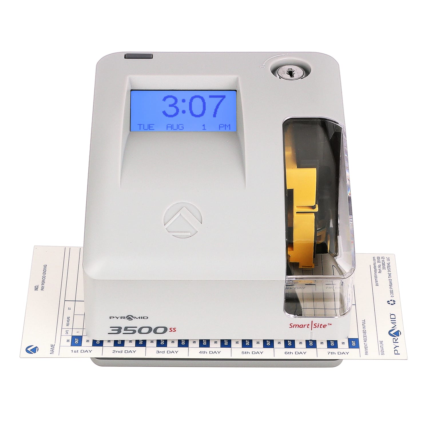 Pyramid Time Systems 3500ss Employment Time Clock & Document Stamp, Unlimited Employees, 5-1/2inH x 6-1/2inW x 6-1/2inD, Gray - Image 6