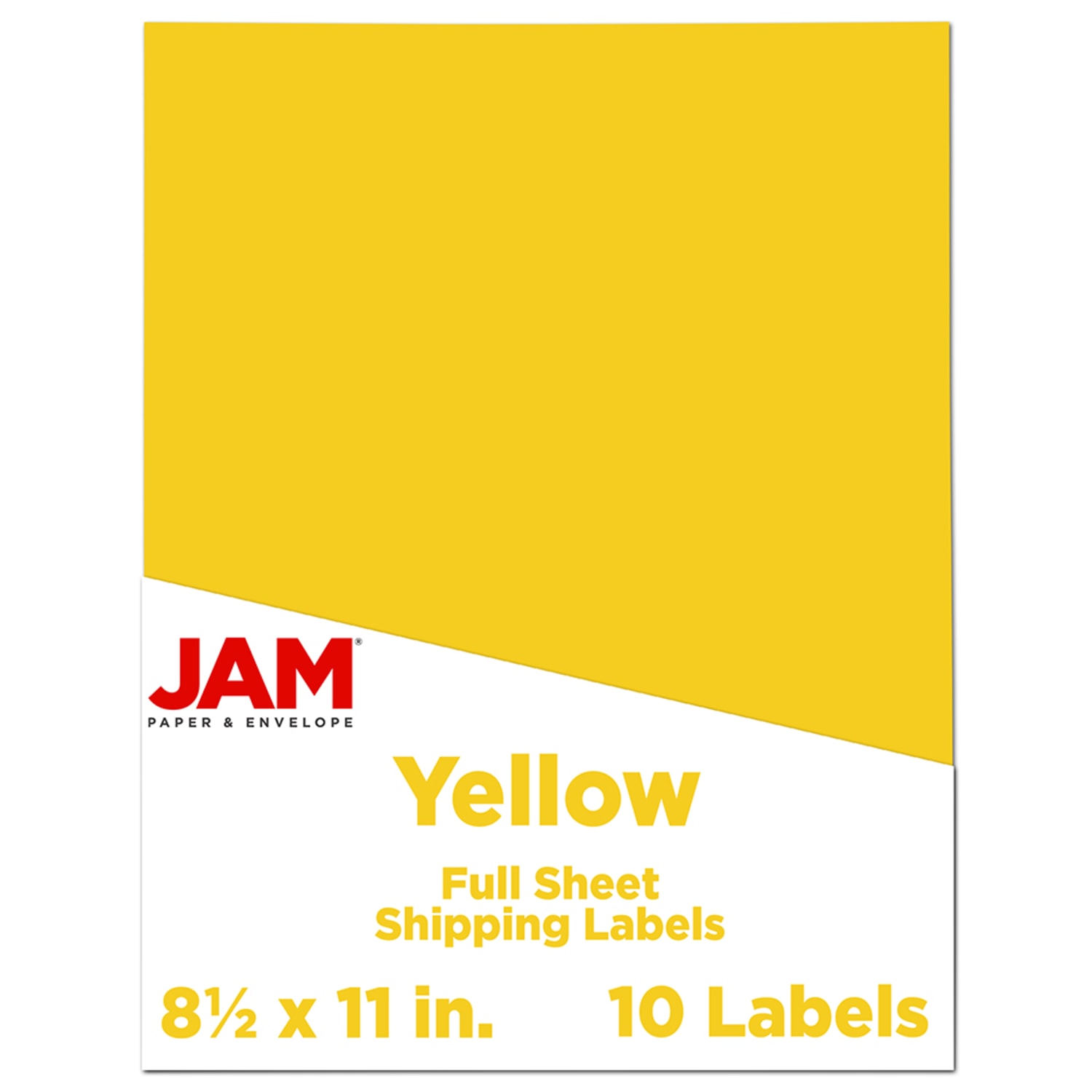 JAM Paper Full-Page Mailing And Shipping Labels, Rectangle, 8 1/2in x 11in, Yellow, Pack Of 10