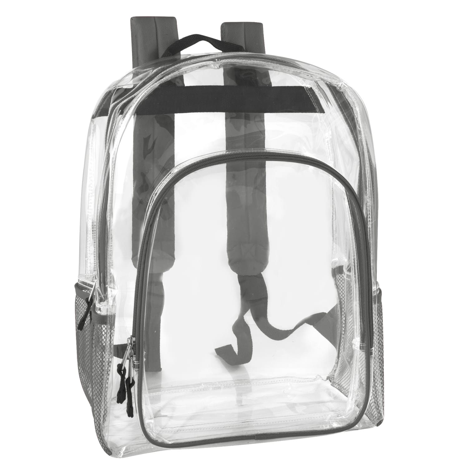 Trailmaker Deluxe Clear Backpacks With Side Pockets, Black, Pack Of 24 Backpacks - Image 5