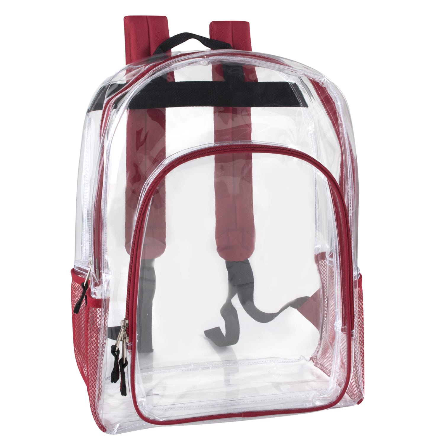 Trailmaker Deluxe Clear Backpacks With Side Pockets, Black, Pack Of 24 Backpacks - Image 6
