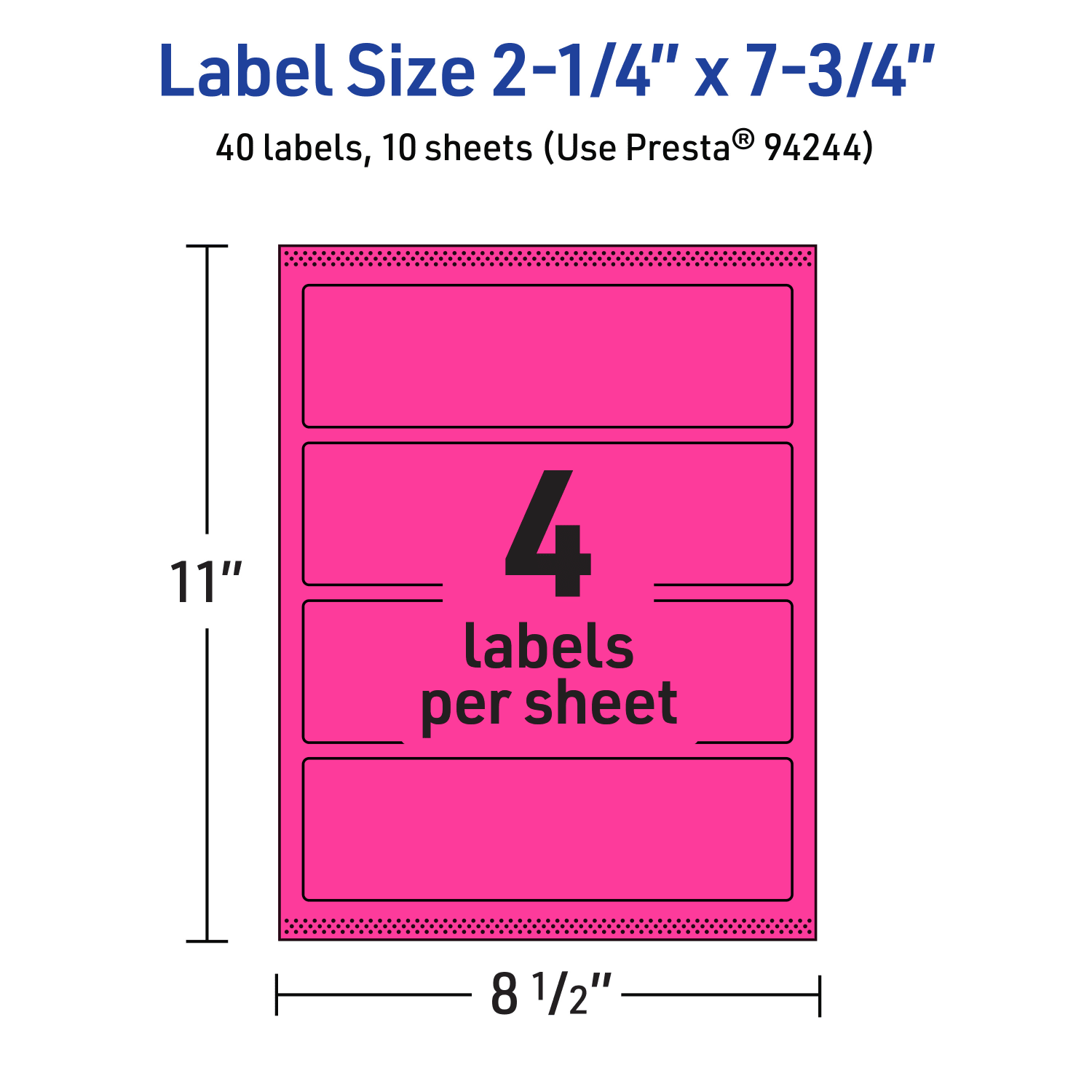 Avery Print-To-The-Edge Labels With Sure Feed Technology, 94244-NMP10, Rectangle, 2-1/4in x 7-3/4in, Matte Neon Magenta, Pack of 40 - Image 6