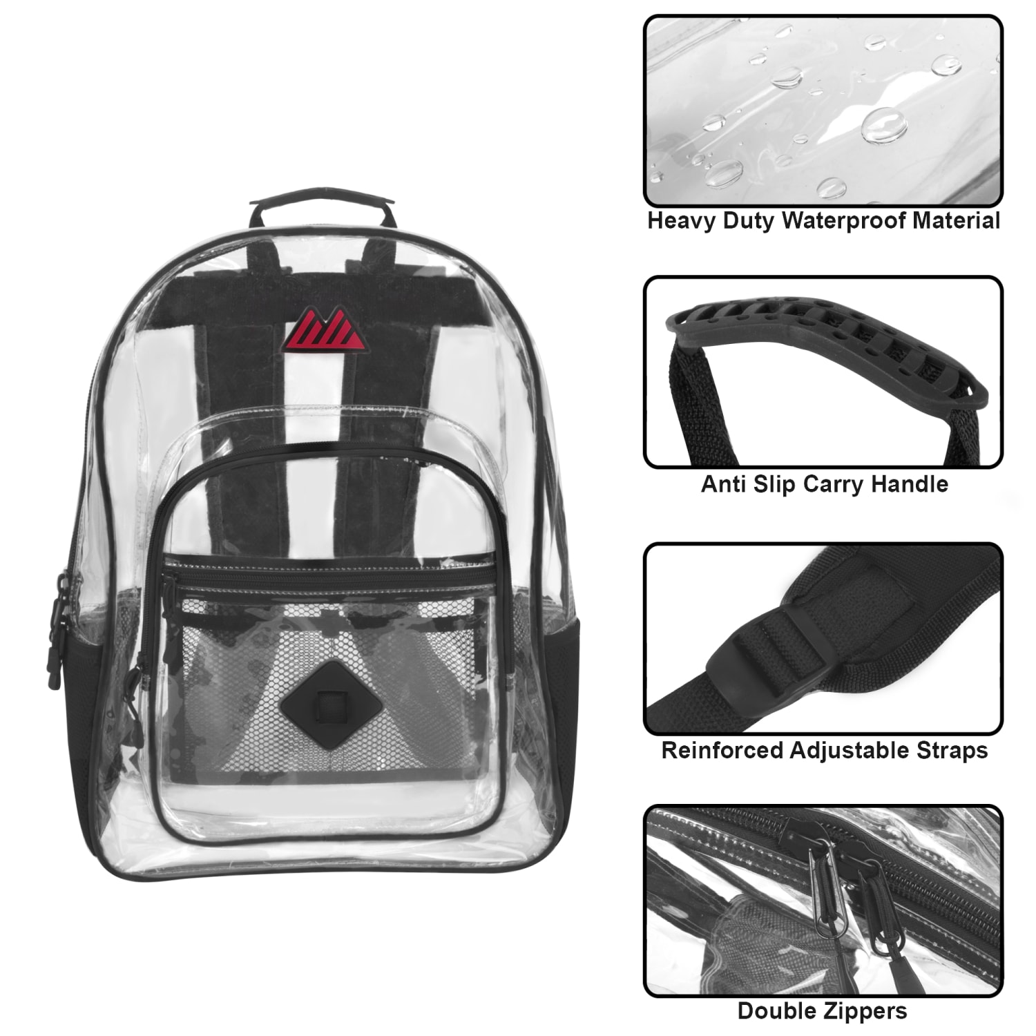 Summit Ridge Clear Backpacks, Black, Pack Of 24 Backpacks - Image 3