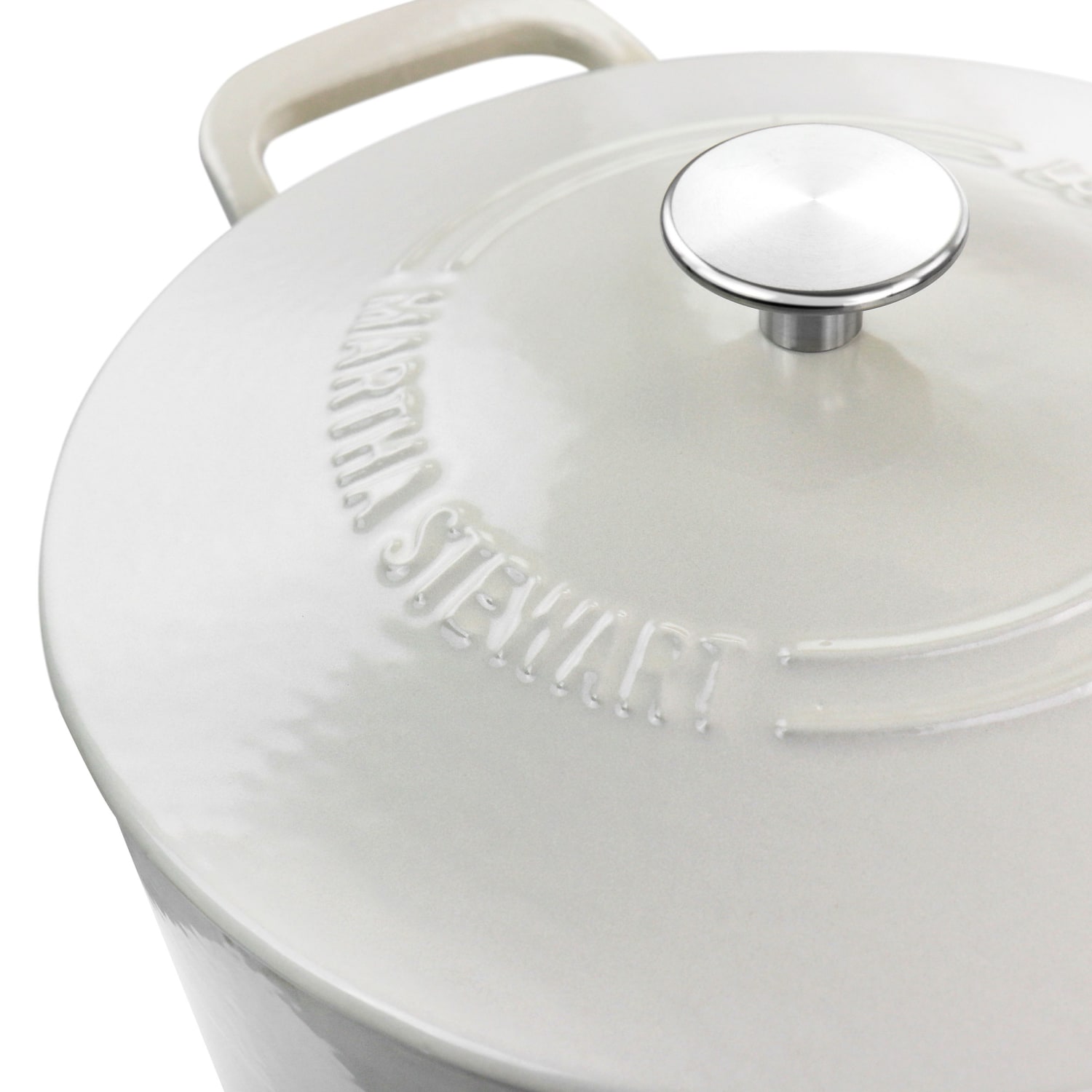 Martha Stewart Enameled Cast Iron Dutch Oven With Lid, 7-Quart, Cream - Image 5