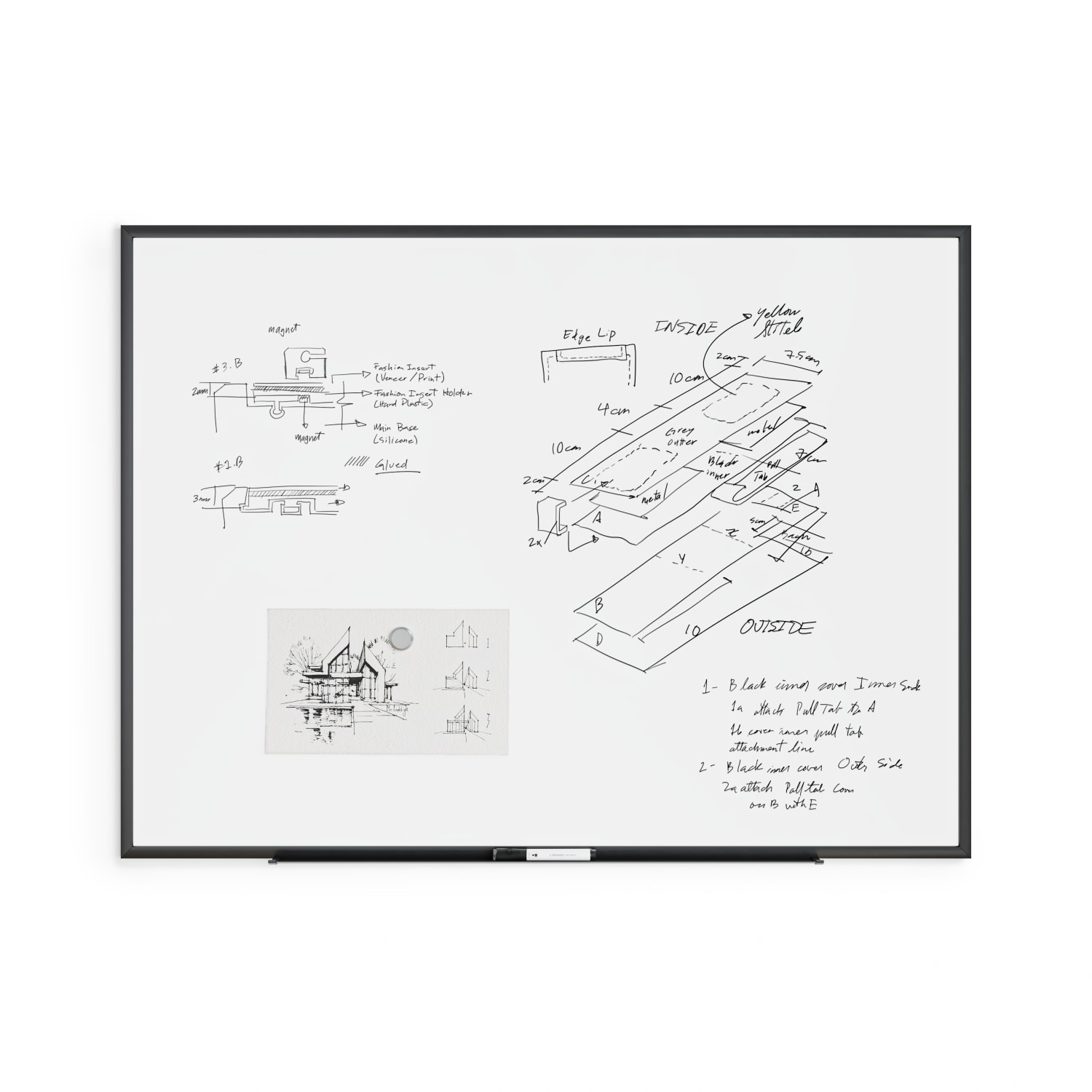 U Brands Magnetic Dry-Erase Board, 48in X 36in, Black Aluminum Frame, Actual Size 47in X 35in (074U00-01) - Image 5
