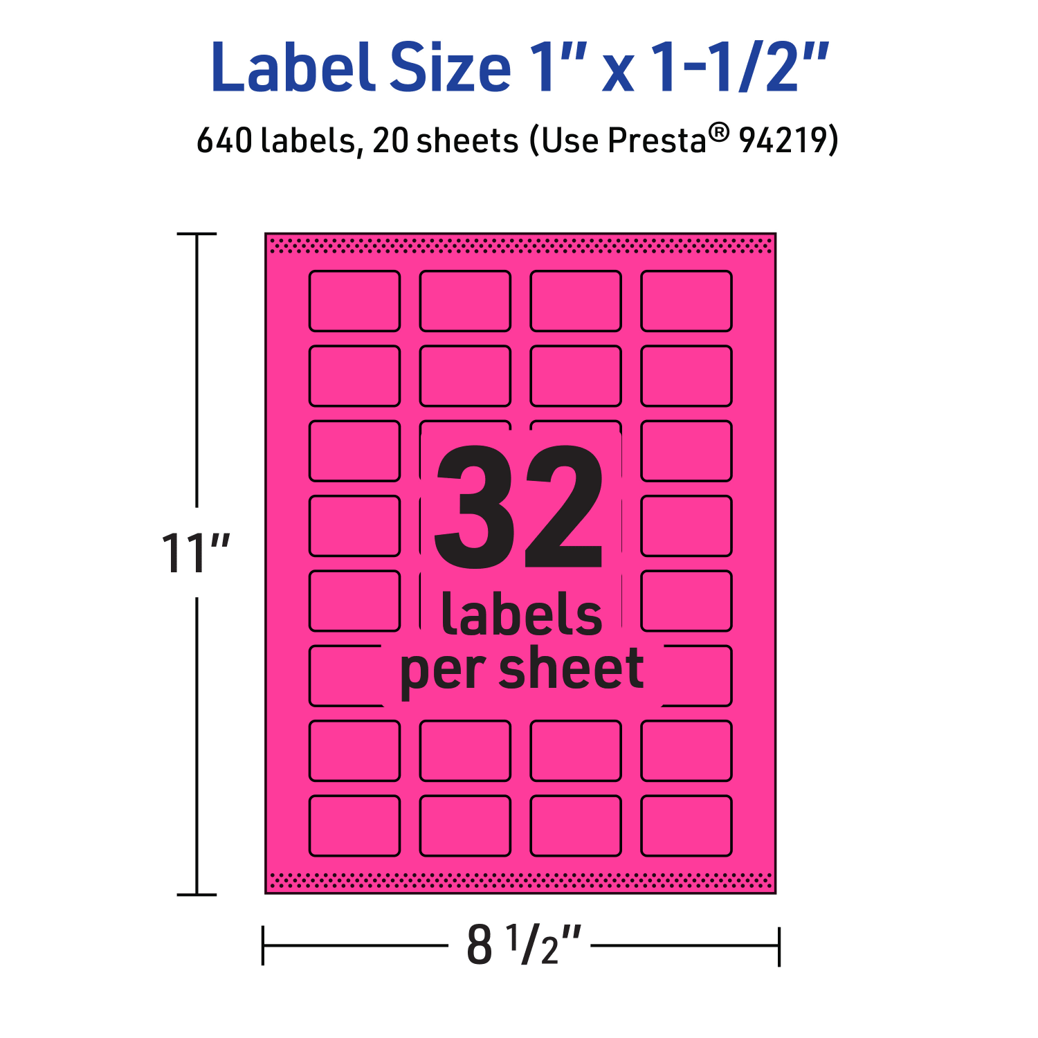 Avery Print-To-The-Edge Labels With Sure Feed Technology And Easy Peel, 94219-NMP20, Rectangle, 1in x 1-1/2in, Matte Neon Magenta, Pack of 640 - Image 6