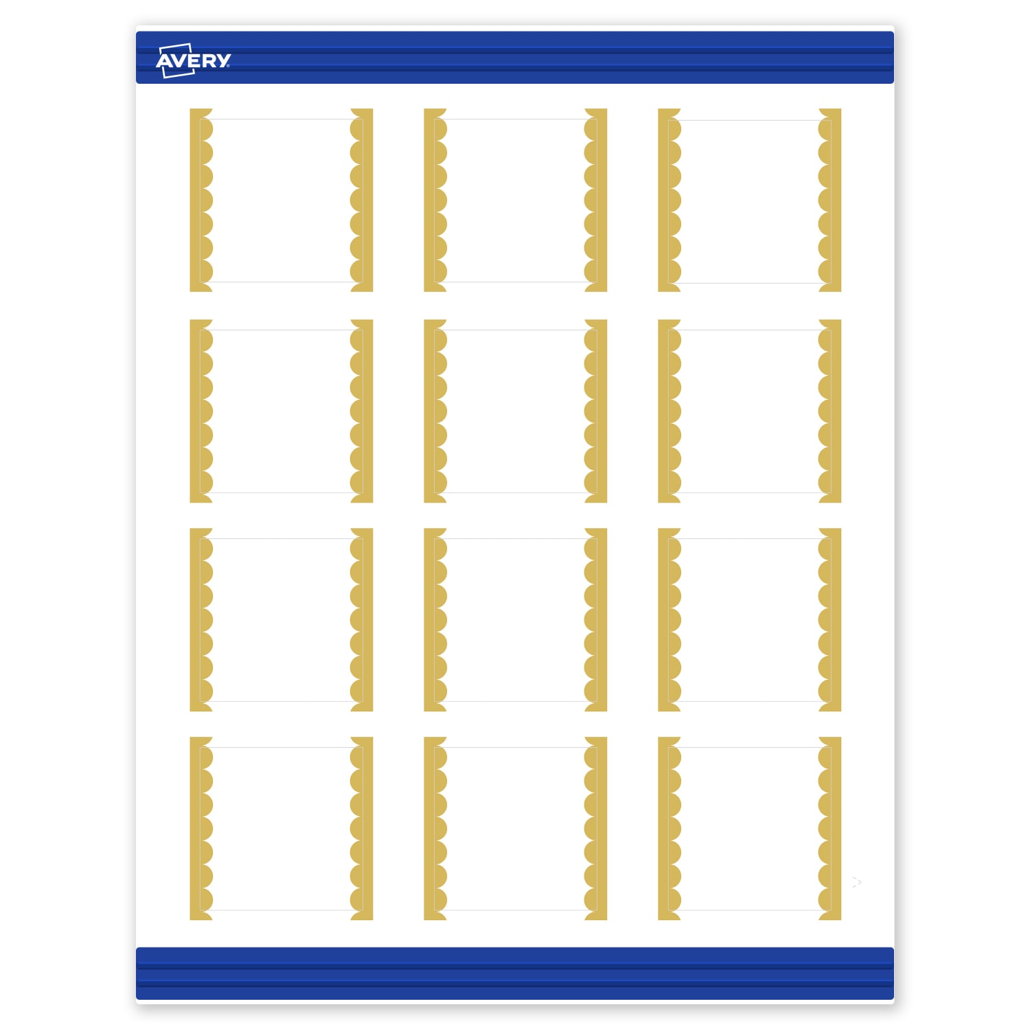 Avery Printable Cards With Sure Feed Technology, 2in x 2in, Matte White With Preprinted Gold Dots Edge, Pack Of 120