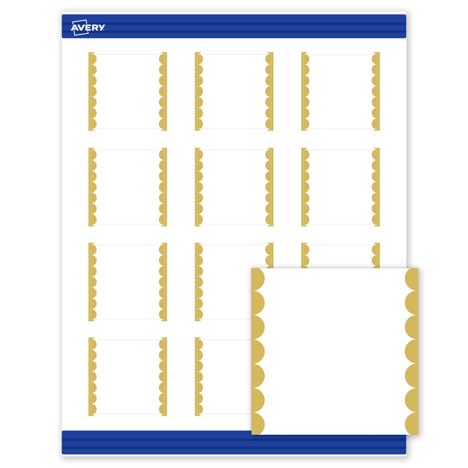 Avery Printable Cards With Sure Feed Technology, 2in x 2in, Matte White With Preprinted Gold Dots Edge, Pack Of 120 - Image 3