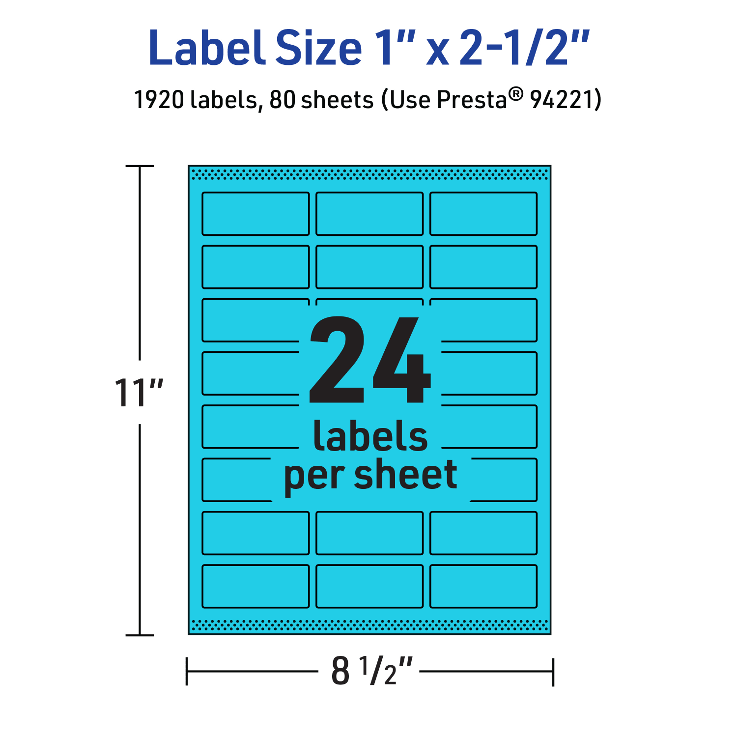Avery Printable Labels With Sure Feed Technology, 94221-BBP80, Rectangle, 1in x 2-1/2in, Matte Bright Blue, Pack of 1920 - Image 6