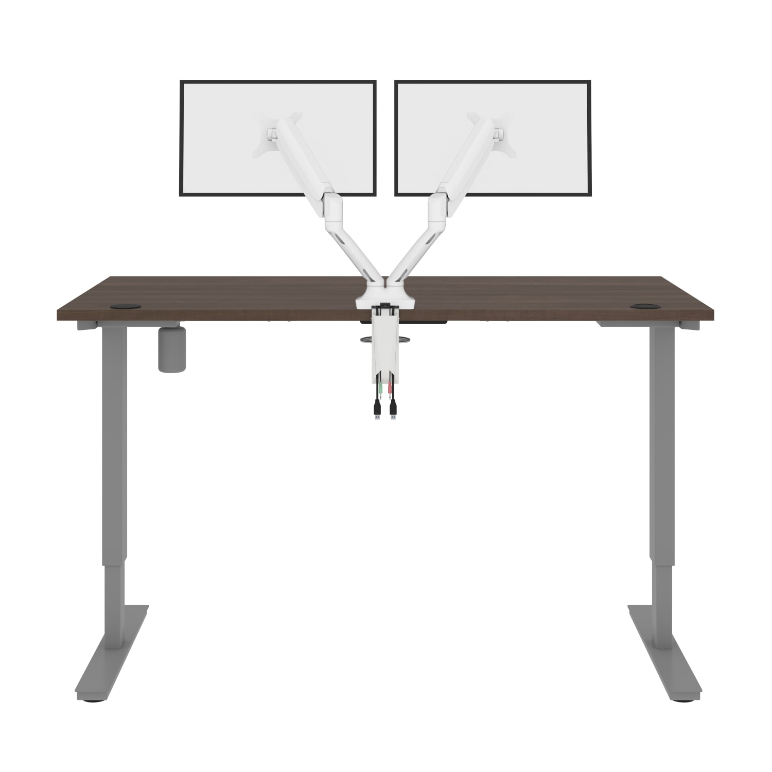 Bestar Upstand Electric 60inW Standing Desk With Dual Monitor Arm, Antigua - Image 6