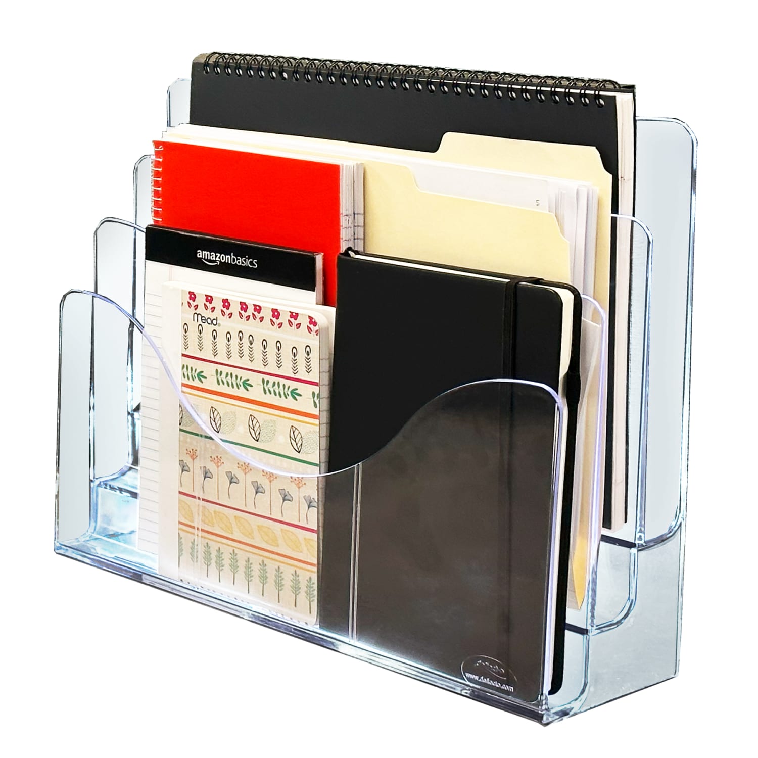 Azar Displays 3-Tier File And Brochure Desktop Wall Organizer With Dividers, 11-1/2inH x 3-1/2inW x 13-3/8inD, Clear - Image 5