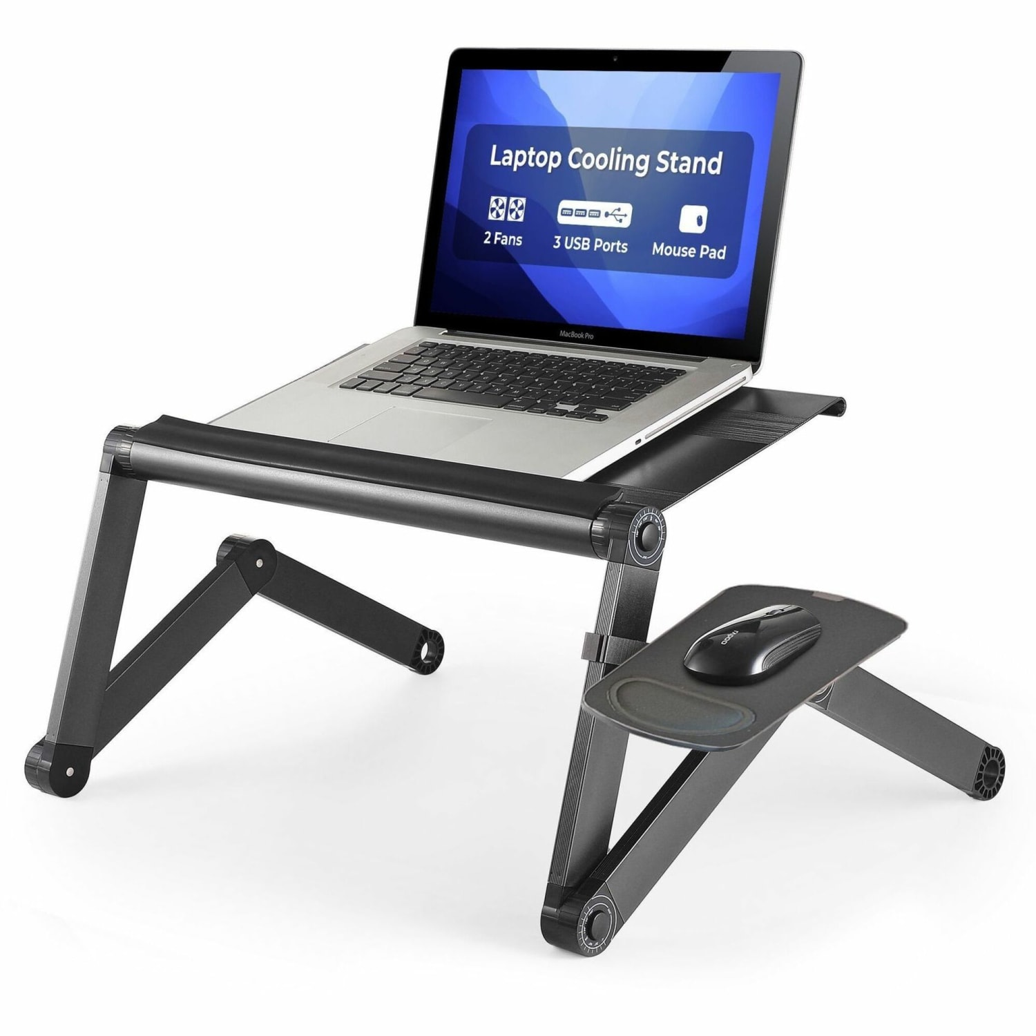 WorkEZ Adjustable Height Tilt Ergonomic Laptop Stand, Cool Black - Image 3
