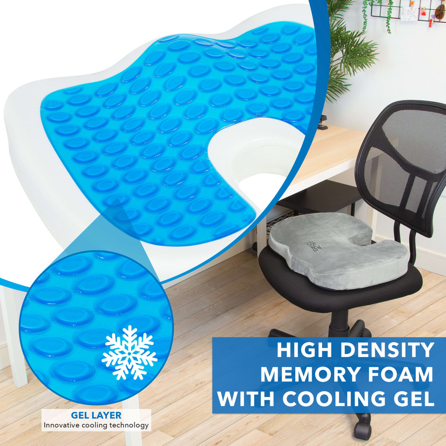 Mount It ErgoActive Cooling Gel Seat Cushion Foam 13 1316inH x 17 34inW x 3inD Gray PopularChairscom