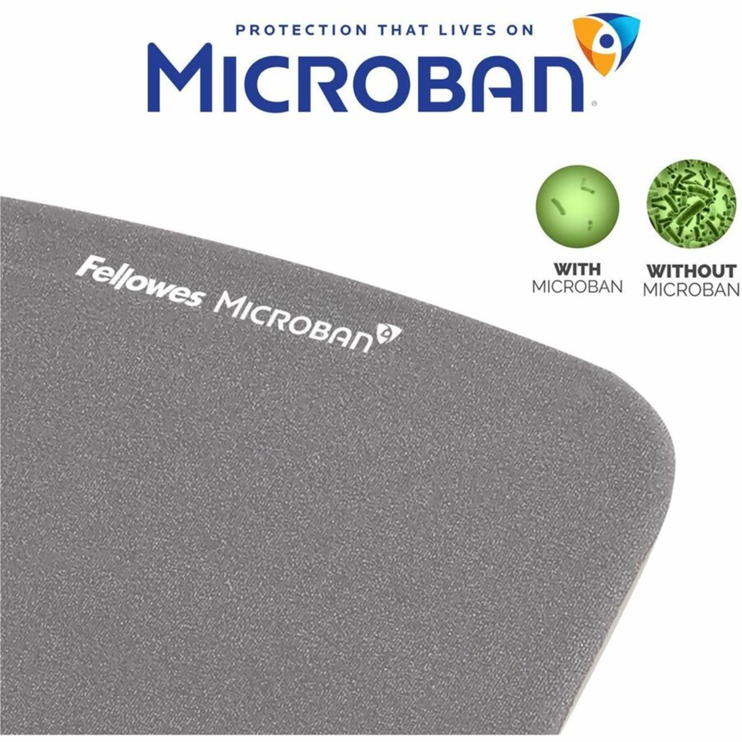 Fellowes PlushTouch Mouse Pad Wrist Rest with Microban - Graphite - 1inx7.3inx9.4in Dimension - Graphite - 9252201 - Image 4